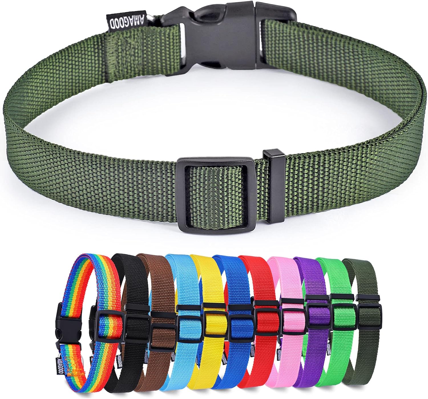 AMAGOOD Cat Dog Collars for Cat Small Medium and Large Cat Dogs,Basic Cat Dog Collars Easy to Use,Available in More 40 Widths and Colors（5/8"x11"-15"，Brown） : Pet Supplies