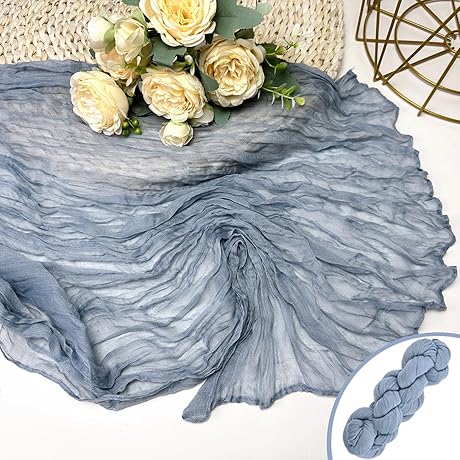Booque Valley Dusty Blue Cheesecloth Table Runner
