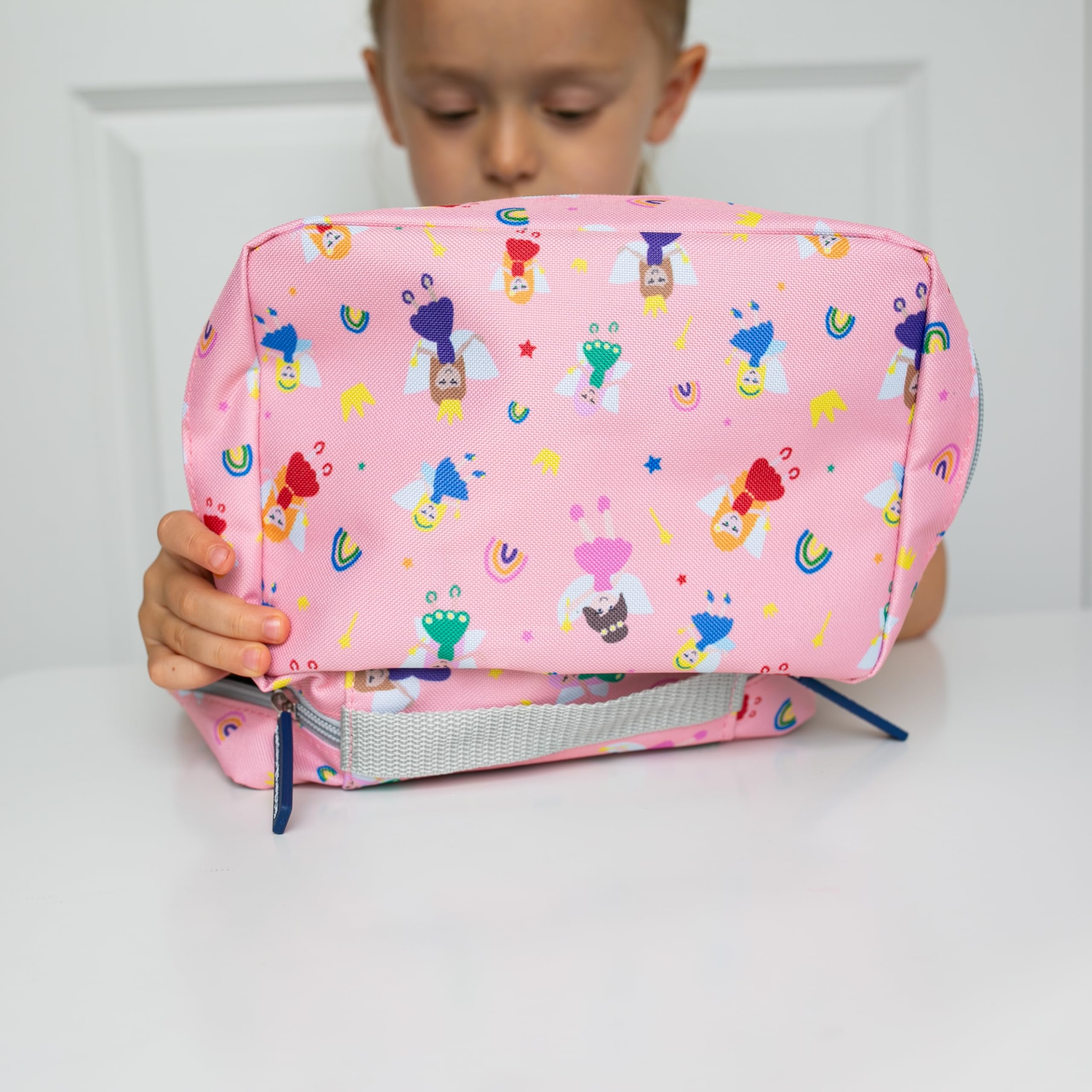 Sac de Lavage de Voyage pour Enfants Suspendu Organisateur Léger Extensible avec Compartiment zippé Poignée Crochet Fées