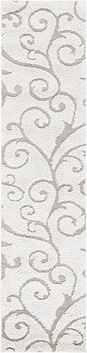 Miniatura 3 de SAFAVIEH - Colección Florida Shag SG455 alfombra afelpada con vides enrolladas, espirales elegantes, con textura, no pierde pelo, para sala de estar