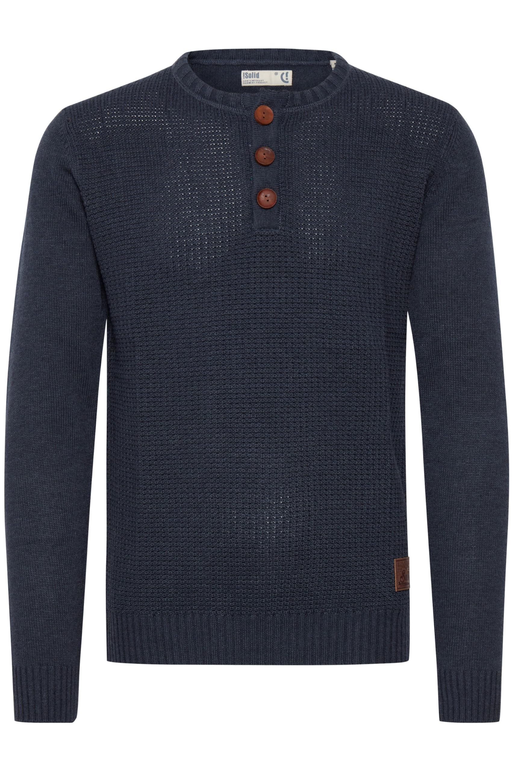 !Solid SDTerrance Herren Strickpullover Feinstrick Pullover mit Grandad Ausschnitt Baumwollmischung Regular fit
