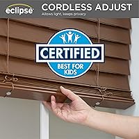 Vista 3 de Eclipse Persianas de madera falsa de 2 pulgadas, 29 x 72 pulgadas en roble oscuro - Persianas sin cordón, certificadas como seguras para niños