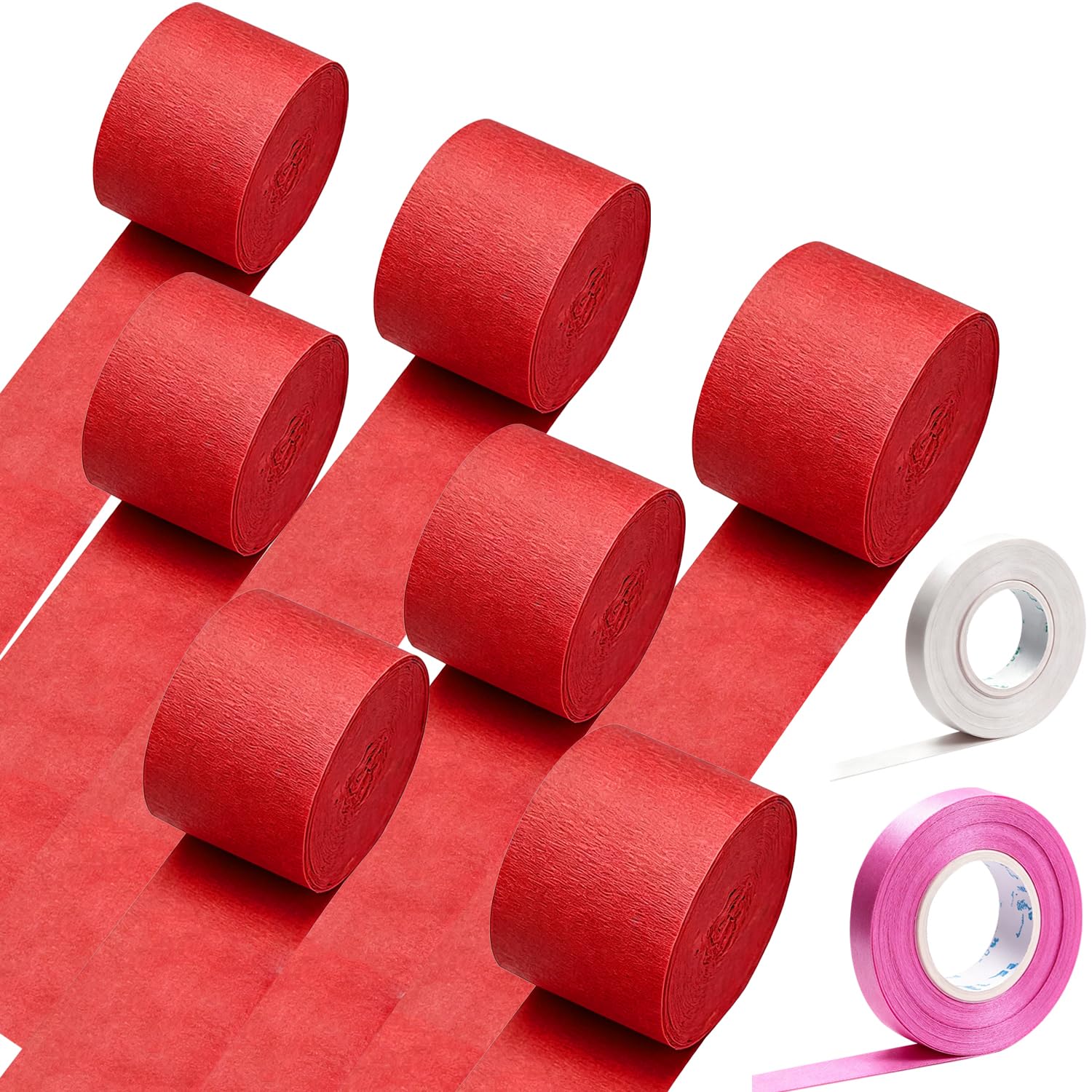 Crepe Paper Streamer Rolls, Streamers Party Decorations for Birthday Wedding Backdrop Holiday Party Decorations (Red)