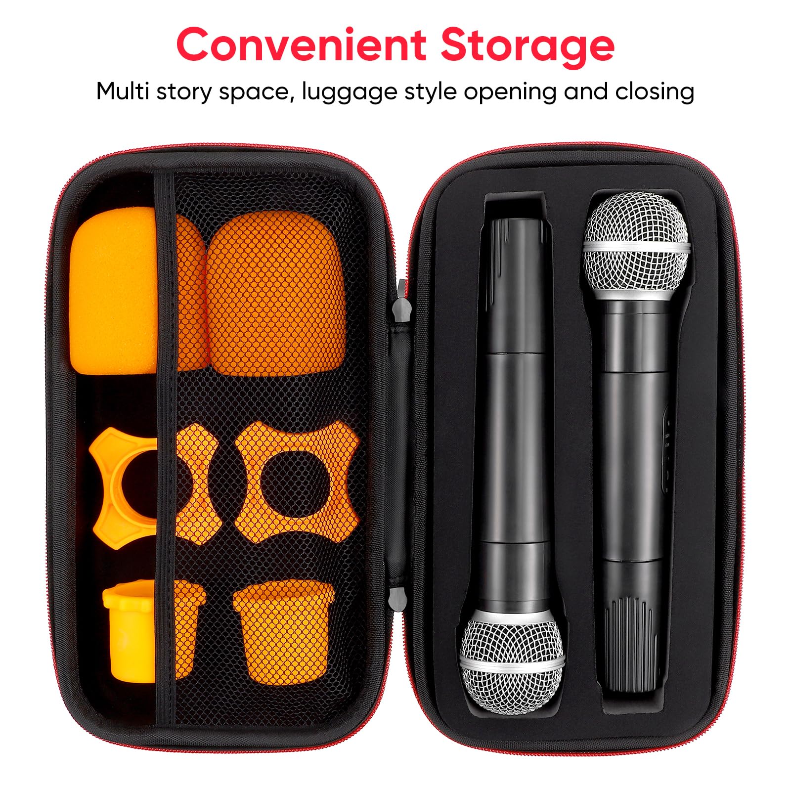 IMIKEYA Portable Storage Box: Hard EVA Cover Carrying Bag for Dual Handheld Mic, Shockproof With Zipper, Hard Travel Case