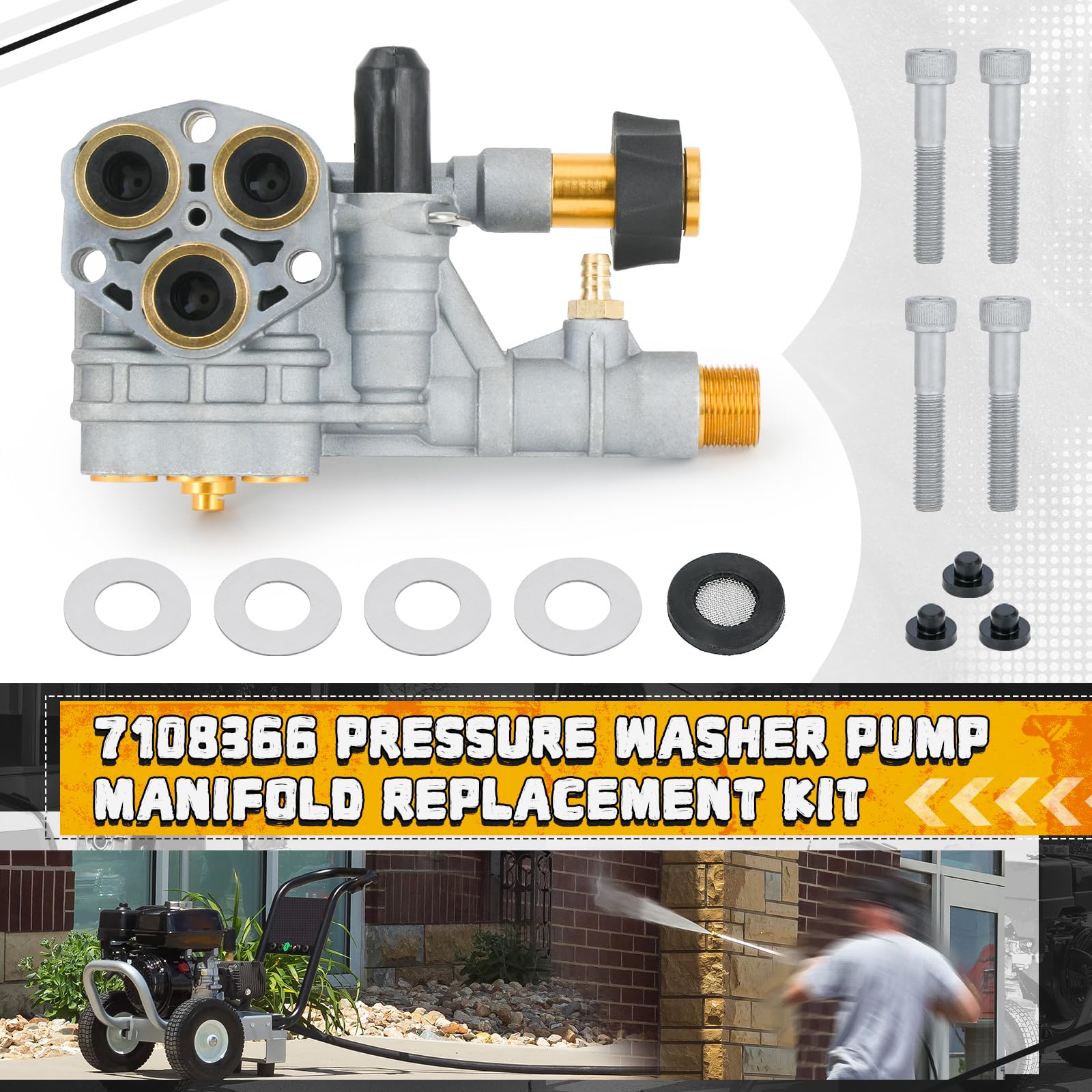 7108366 Kit de repuesto para colector de bomba de lavado a presión para bomba de lavado a presión de limpieza axial 510020 y 520006