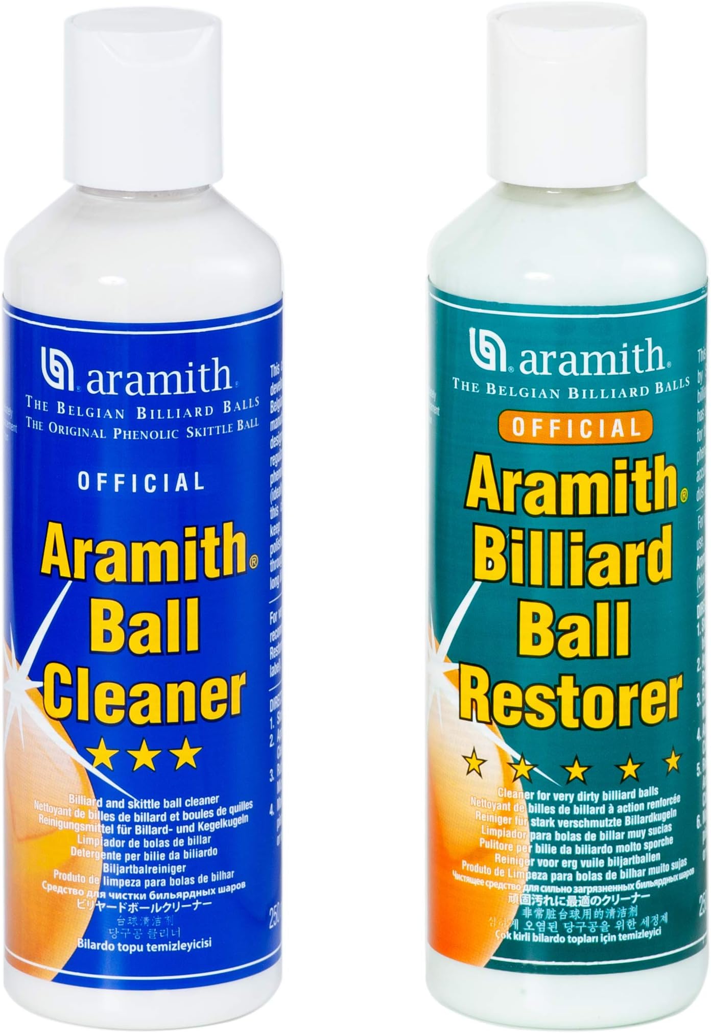 Bundle of 2 Items Billiard Ball Cleaner & Aramith Billiard Ball Restorer 8.4 fl.oz. Bottles