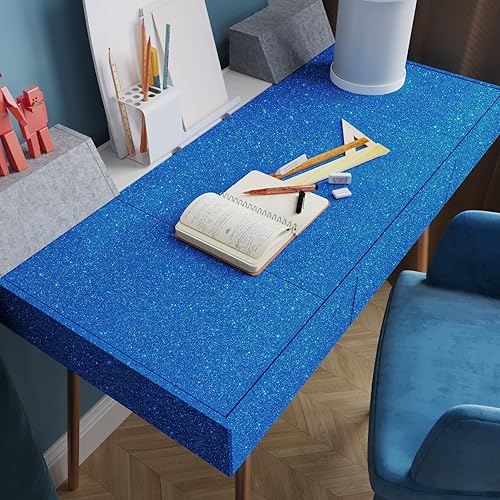 Miniatura 4 de VEELIKE Papel tapiz azul con purpurina de 15.7 x 118 pulgadas, papel adhesivo azul brillante para paredes, armarios, estantes, rollo de vinilo