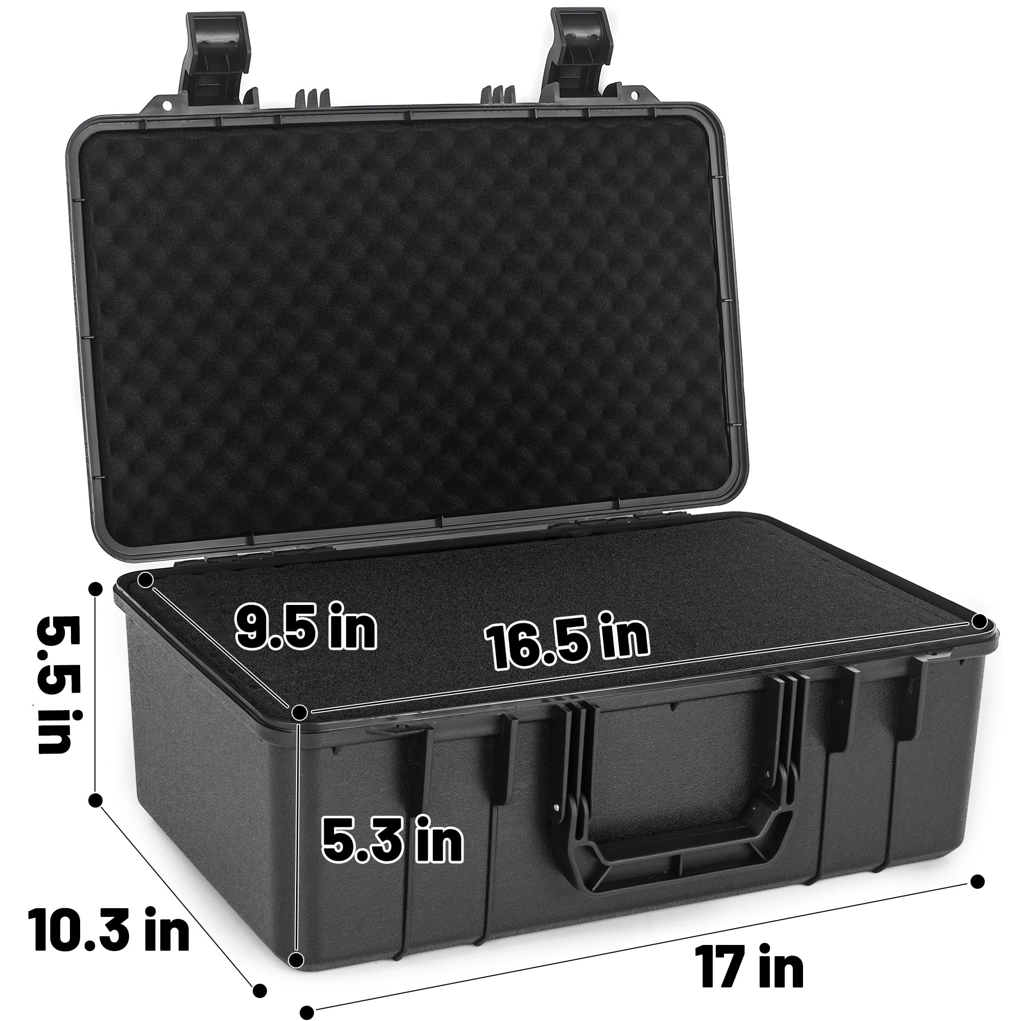 Custodia rigida da 44,5 cm, impermeabile, con schiuma personalizzabile, custodia protettiva portatile per microfono, registratore, elettronica, strumenti, fotocamere, attrezzature e altro, 44,5 x 26,7