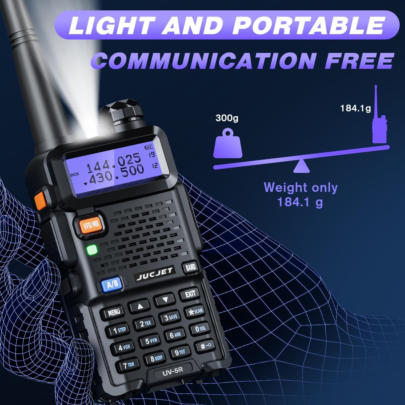 5R M radios Portables radioamateur, talkies-Walkies améliorés série 5R, compatibles avec Les réglages de la série UV-5R, 128 canaux, One-Key Frequency Match, Puissance 5W/1W, Lot de 2