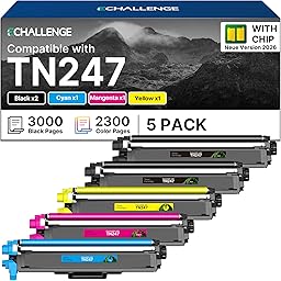 ECHALLENGE tn247 tn243 Kompatibel für Brother TN-243CMYK Toner für Toner Brother MFC L3750CDW L3770CDW MFC-L3750CDW TN 243CMYK TN-247 Toner DCP-L3550CDW HL-L3210CW 2026er-Chip-Generation