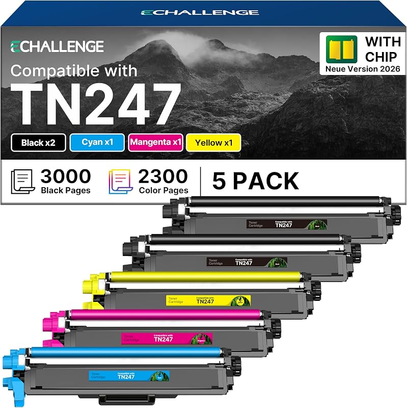 ECHALLENGE tn247 tn243 Kompatibel für Brother TN-243CMYK Toner für Toner Brother MFC L3750CDW L3770CDW MFC-L3750CDW TN 243CMYK TN-247 Toner DCP-L3550CDW HL-L3210CW 2026er-Chip-Generation
