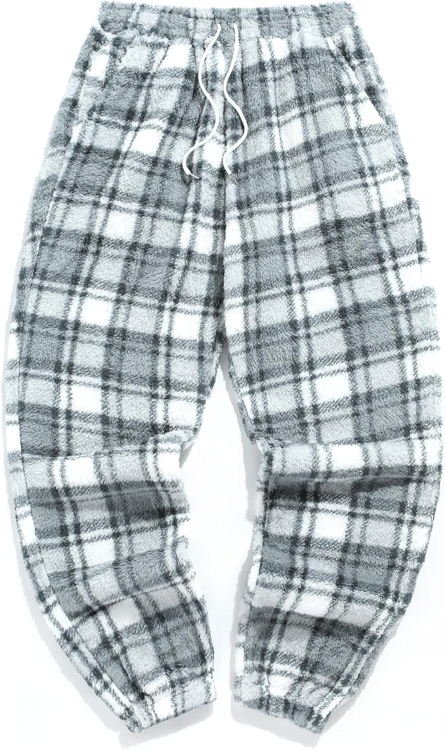 ZAFUL Men’s Fluffy Teddy Beam Feet Plush Fuzzy Warm Pajama Pants Sleepwear Loungewear Trouser with Pockets
