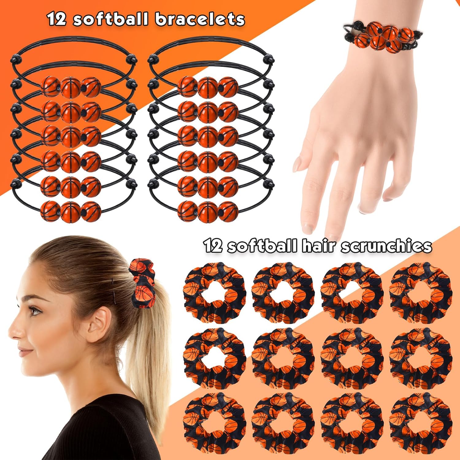 48 Pcs Basketball Party Favors Gifts for Teen Girls Basketball Makeup Bag for Girls Lipstick Holder Keychain Scrunchie Charm Bracelet Women Team Party Decor Supplies - Image 4