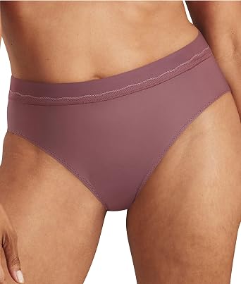 Bali Womens One Smooth U Modern Microfiber High Leg Panty, DFMMHL, Rustic Berry Red, 9