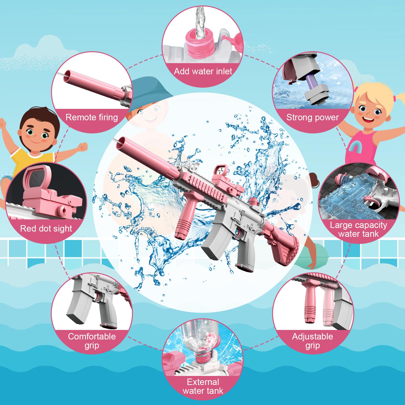 Pistola De Agua Eléctrica Automática - Con Luces, Sonido Y Alcance De 8-10m, Ideal Para Verano Pistola De Agua Eléctrica Automática - Con Luces, Sonido Y Alcance De 8-10m, Ideal Para Verano