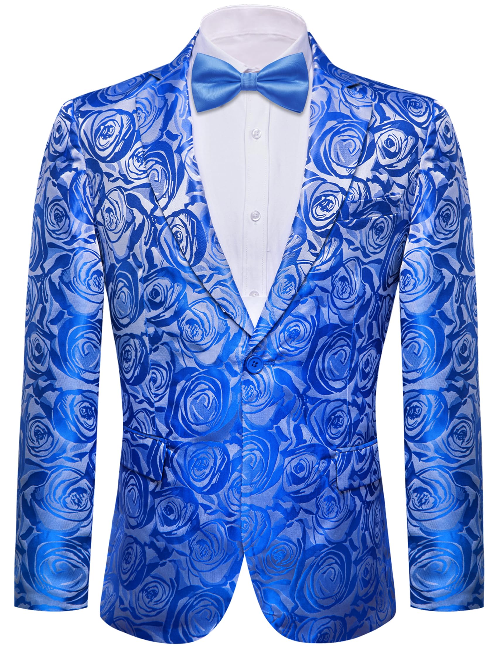 Barry.Wang Mens Floral Blazer Suit Jacket Notched Lapel Casual Sport Coat