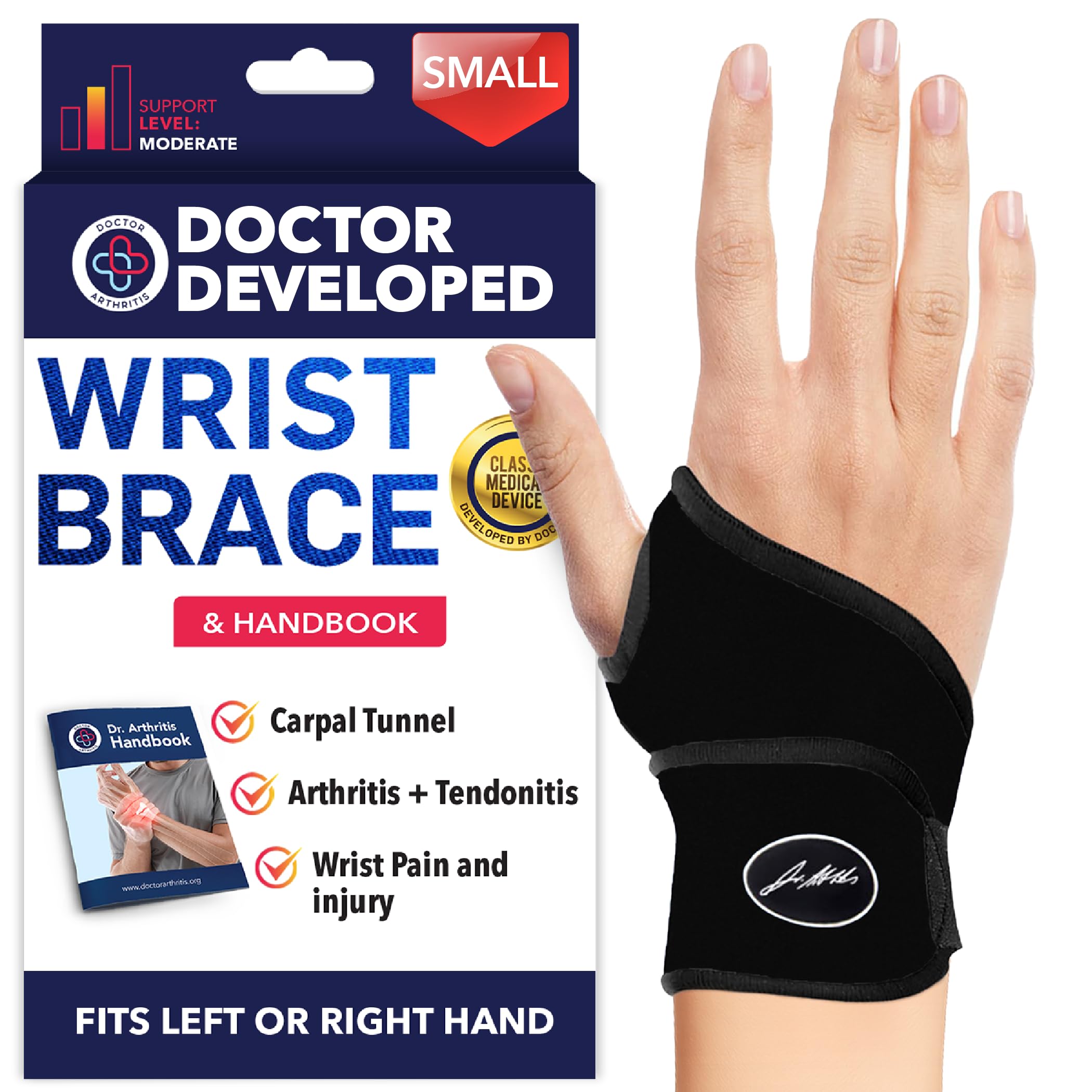 Doctor Developed Wrist Brace - Wrist wrap for Carpal Tunnel Arthritis Tendonitis Hand Support - Ideal for Fitness