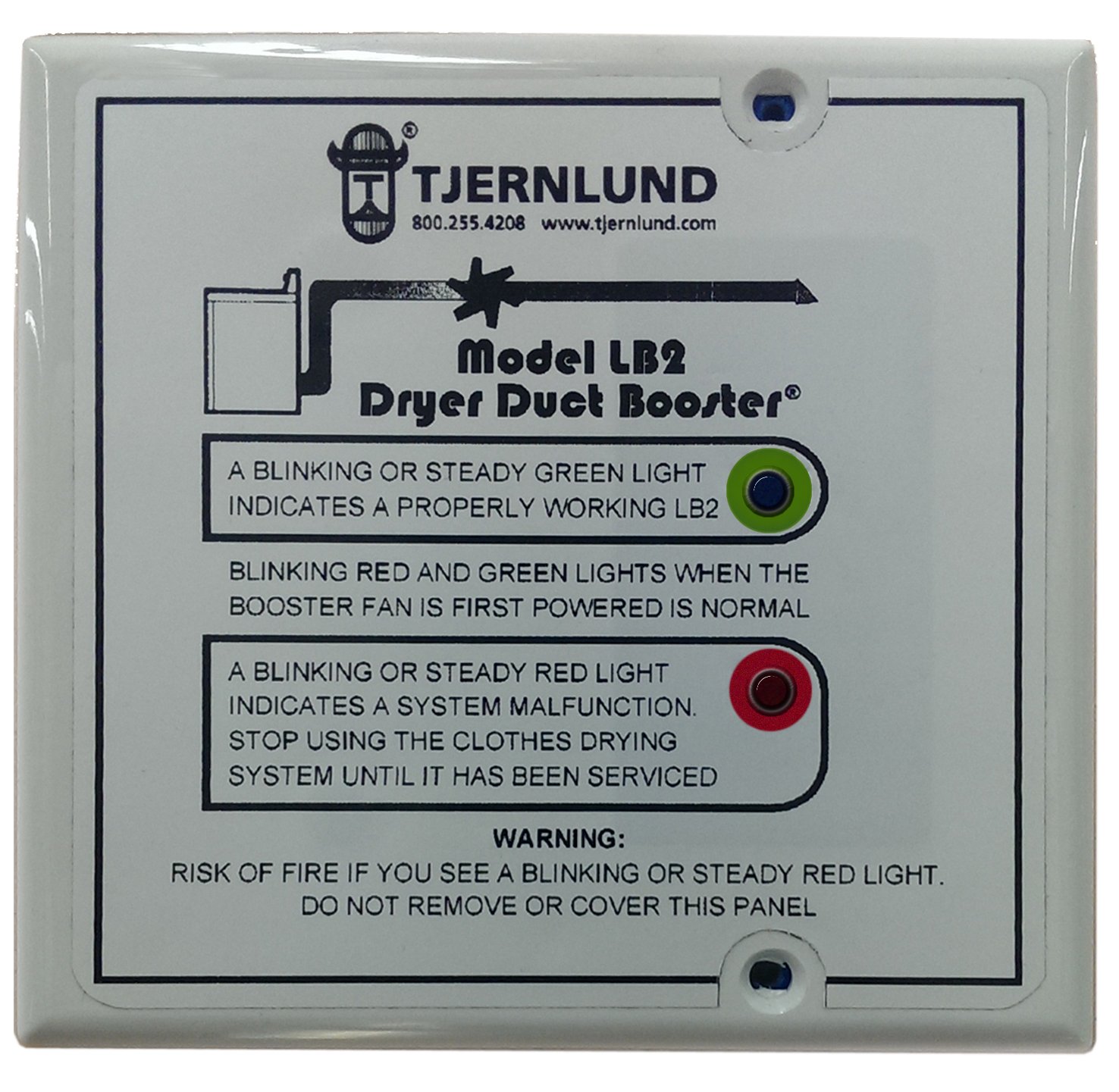 Tjernlund LB2 Dryer Duct Booster with Status Panel UL705 Listed DEDPV