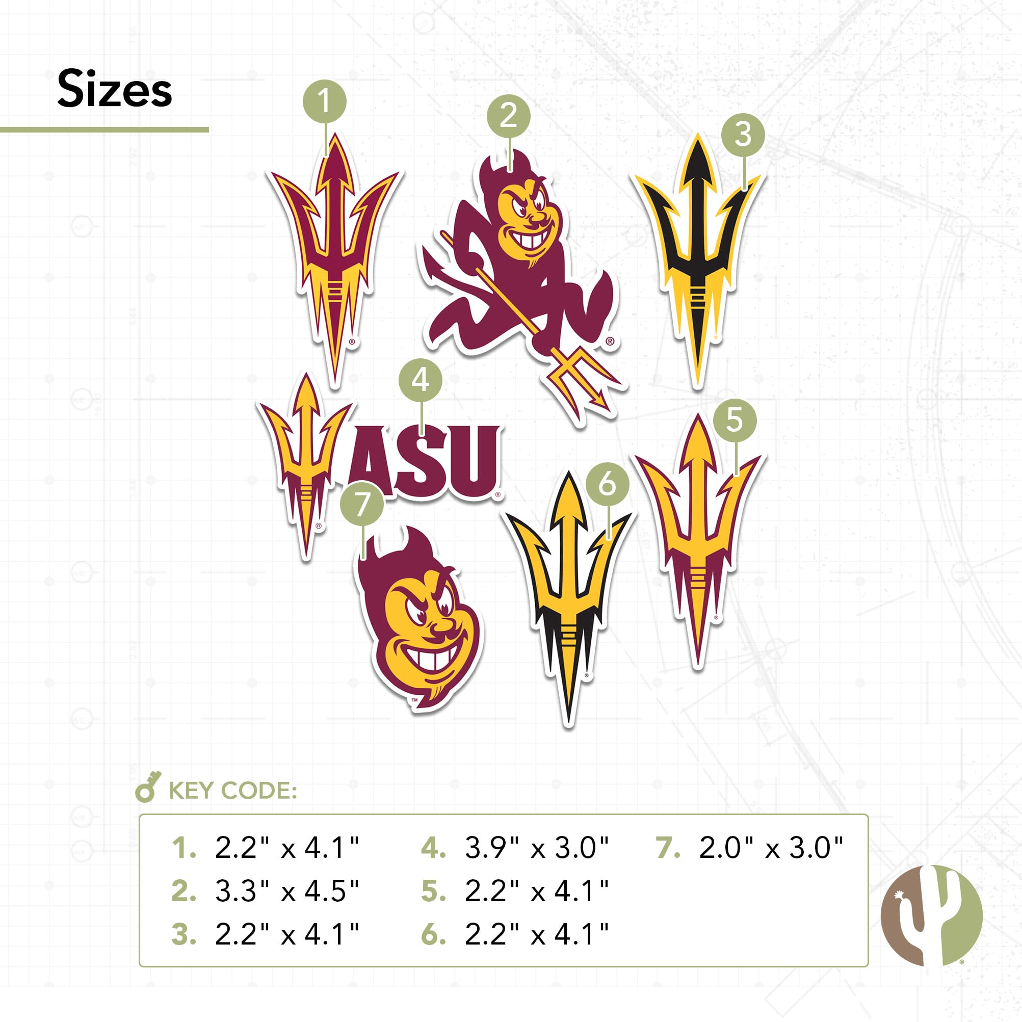 Desert Cactus Vinyl Decal Laptop Arizona State University Sun Devils ...