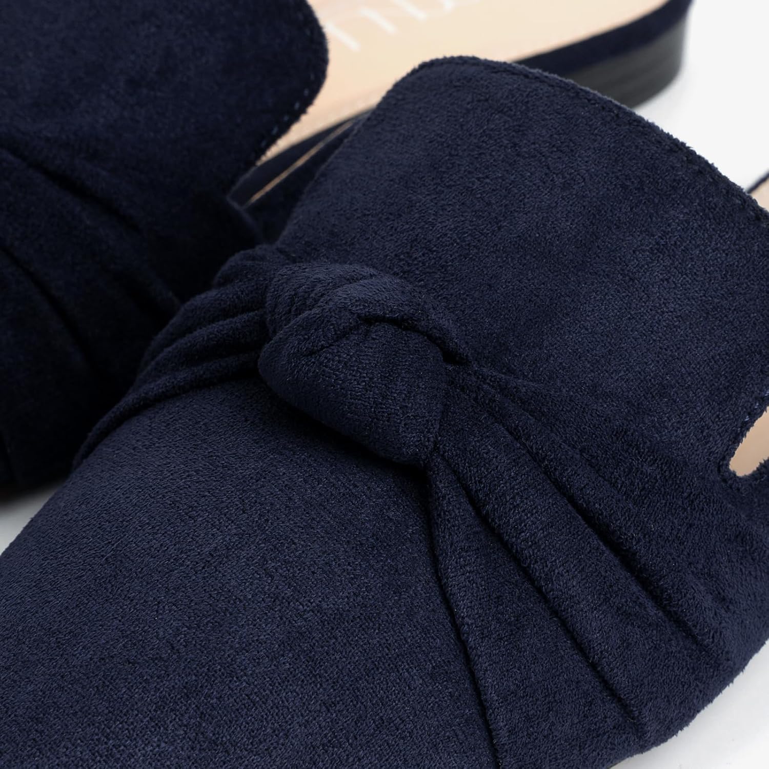 MUSSHOE Mules for Women with Bow Knot: Pointed Toe Flats - Cloud-Cushion Suede Backless Loafers for Office & Casual Wear - Wide-Fit Friendly Slip On Slides with Memory Foam - Image 2