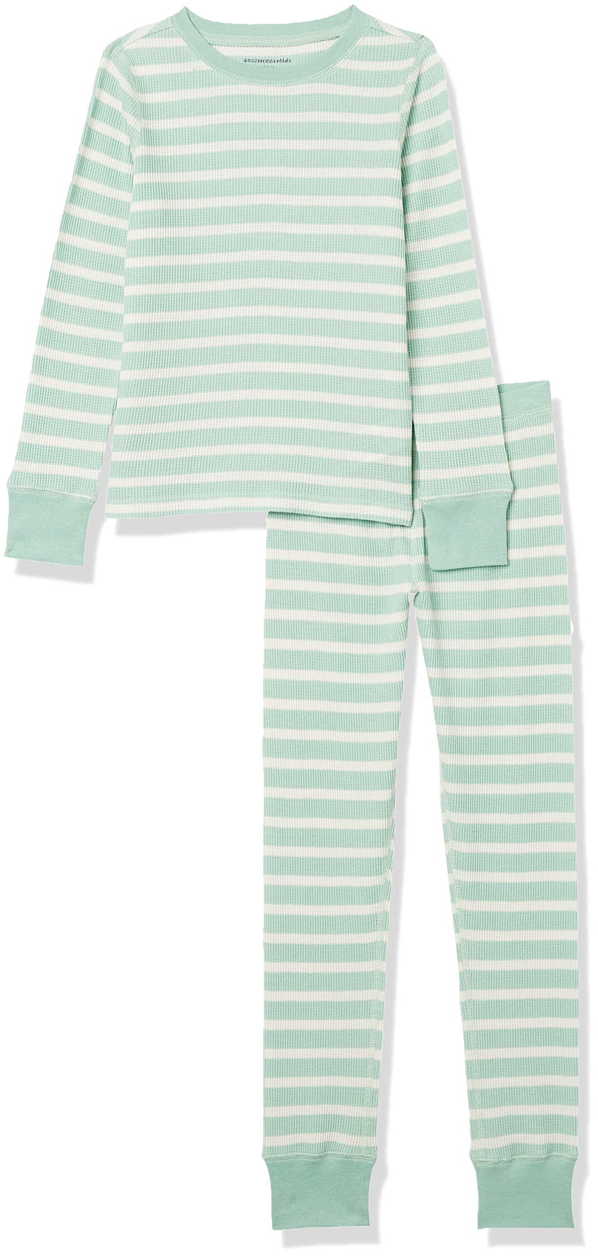 Photo 1 of Amazon Essentials Girls and Toddlers' Thermal Long Underwear Set 4T Mint Green Stripe