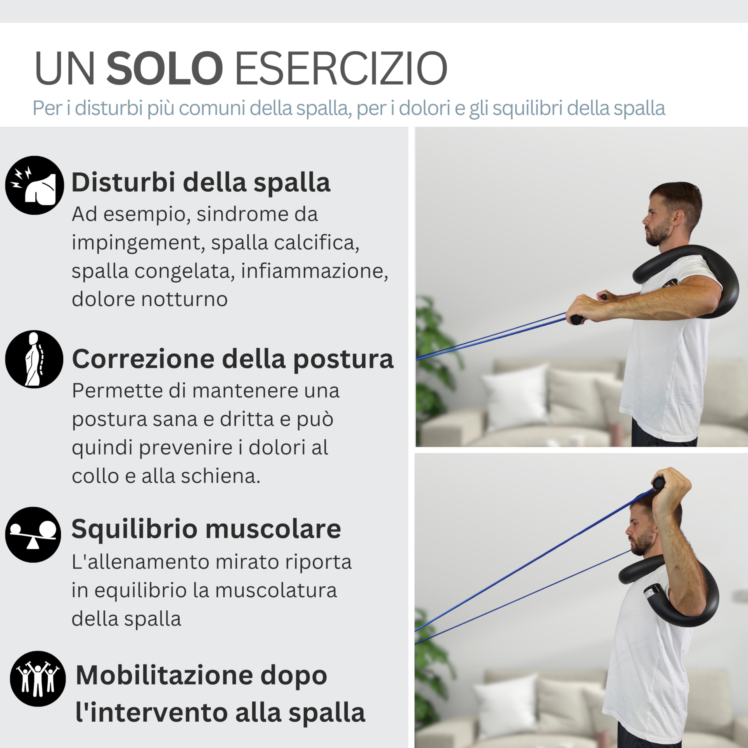 Schulterhilfe® Optima Set Comfort - Allenatore per le spalle contro il dolore alla spalla - per la correzione della postura - correttore posturale per la schiena - Made in Germany