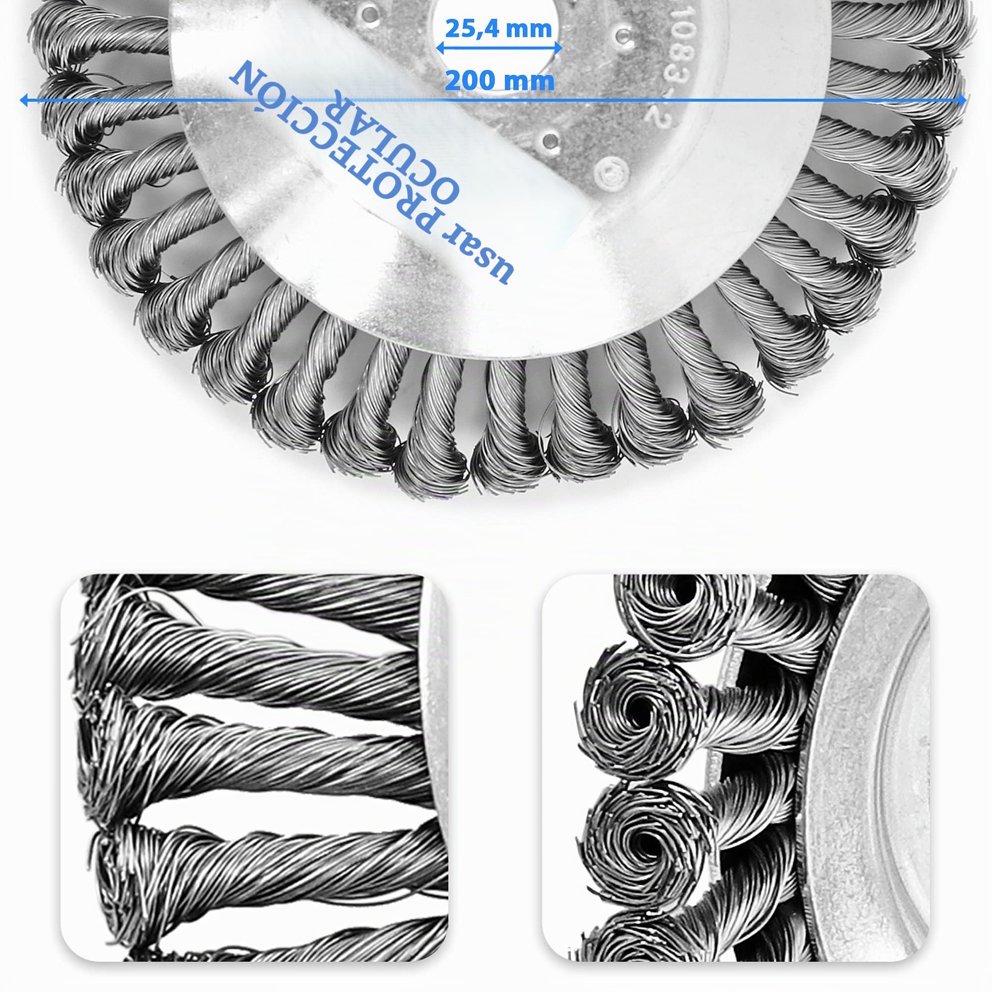 S&R Cepillo para Desbrazadora Cabezal Desbrozadora Cepillo Alambre Universal Acero PREMIUM 200 mm. Cepillo Mala Hierbas Musgo Cabezal de desbrozadora.