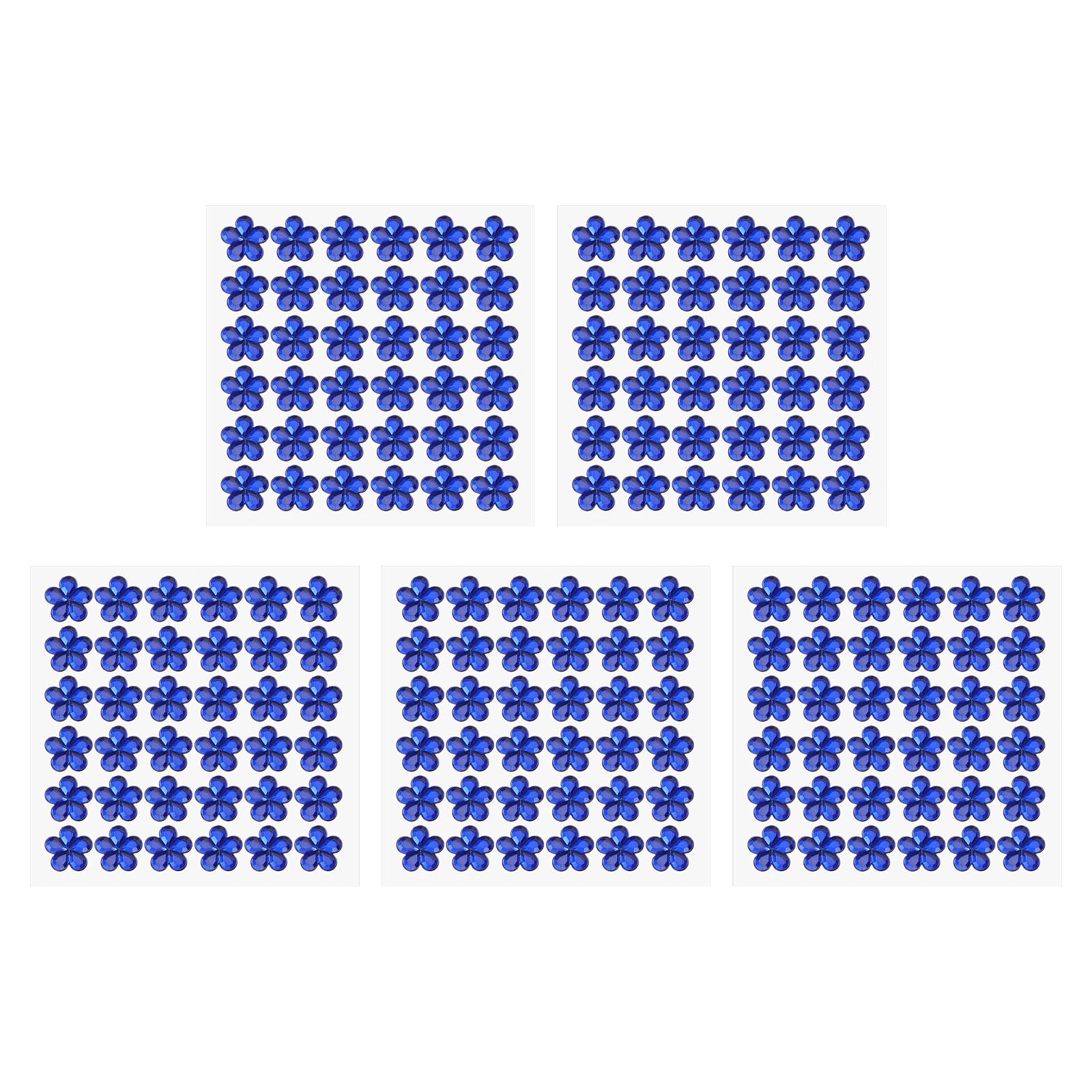 PATIKIL Flower Self-Adhesive Rhinestone Stickers, 5 Sheet/180 Pcs Face Gems Jewel Stickers Crystal Embellishment Sheet for Crafting Nail Decor Makeup DIY, Dark Blue