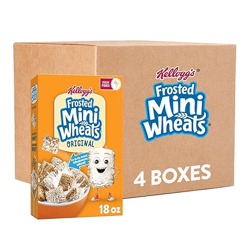 Miniatura 11 de Kellogg's Frosted Mini-Wheats - Cereal para desayuno frío, cereales de fibra, aperitivos para niños, miel dorada (10 cajas)