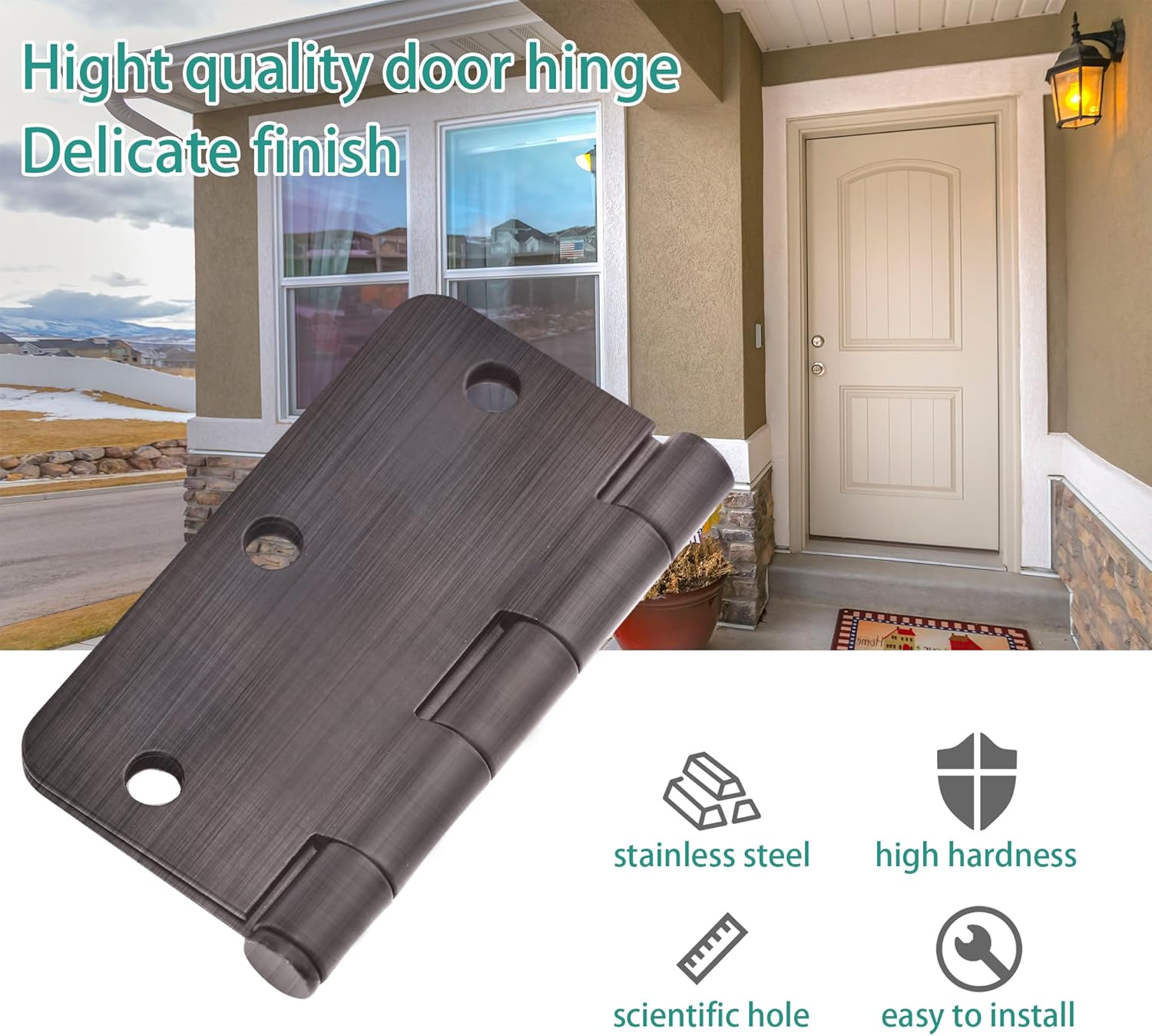 18 Pack Door Hinges, 3.5 x 3.5 Inch Oil Rubbed Bronze Hinges for Wood 1/4'' Radius Corners Interior Hinges, 3 1/2 Inch Door Hinges for Residential Doors