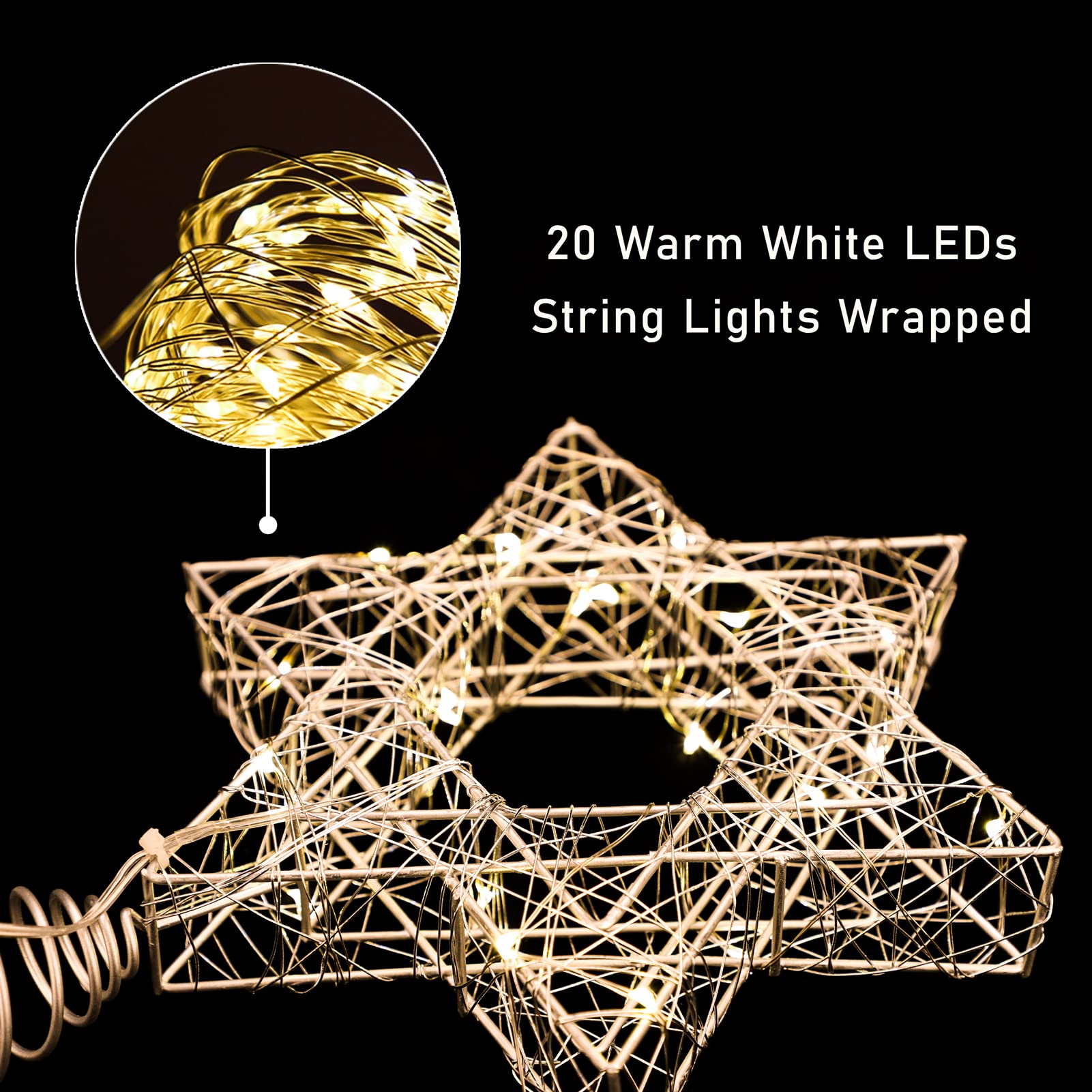 Holitown Star of David Christmas Tree Topper, Silver Hanukkah Star