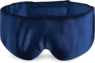 ASUTRA Eye Pillow Wrap for Sleep, Navy | Filled w/Lavender Buds & Flax Seeds, Weighted Eye Mask, Meditation & Light Blocking Blindfold, Covers Ears