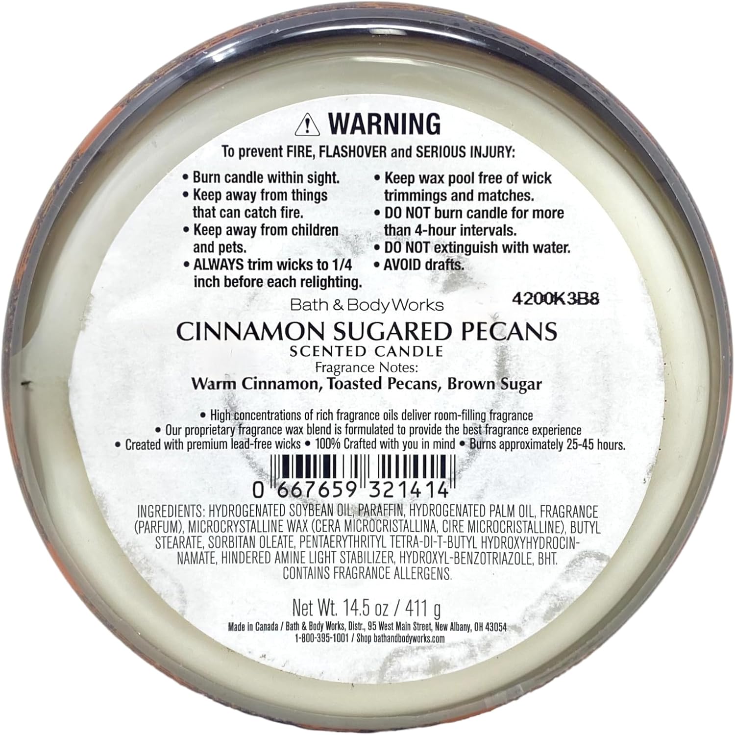 Bath & Body Works Cinnamon Sugared Pecans 3-Wick Scented Candle with a Peach Gardenia Bar Soap