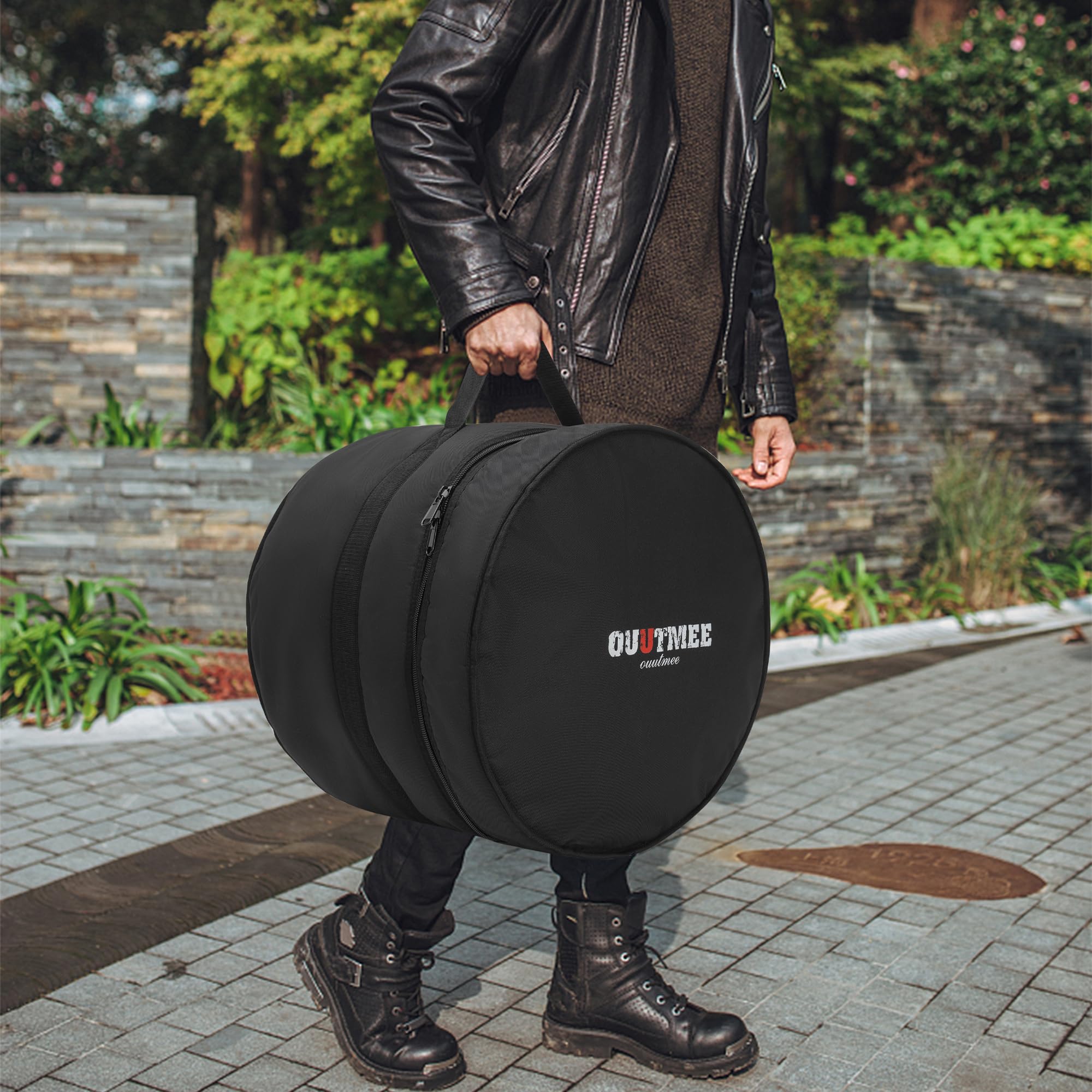 OUUTMEE Floor Tom Drum Tasche für Floor Tom 40,6 x 40,6 cm/40,6 x 35,6 cm, 10 mm Dicke, gepolsterte Reise-Trommeltasche | Tragbare Reise-Trommel-Tragetaschen für Aufbewahrung und Transport von Gigs