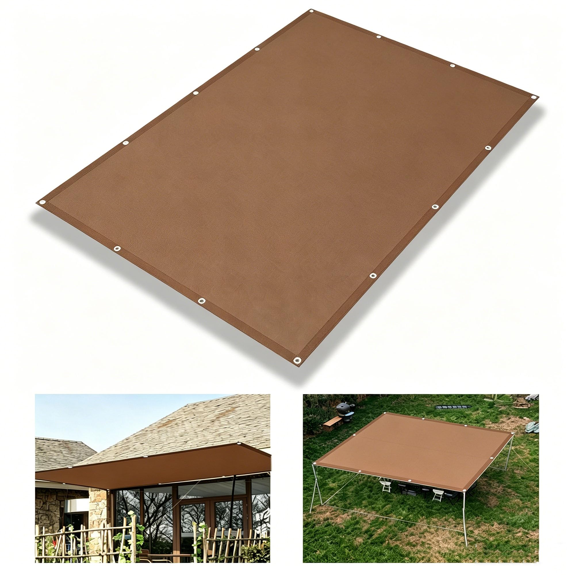 Prostokątny żagiel przeciwsłoneczny 4 x 4,1 m, wodoodporny żagiel przeciwsłoneczny 410 x 400 cm, ochrona przed promieniowaniem UV, żagiel do ogrodu, na balkon, taras Caqui