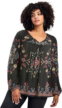 Avenue Womens Plus Size Suli Bell Sleeve Top