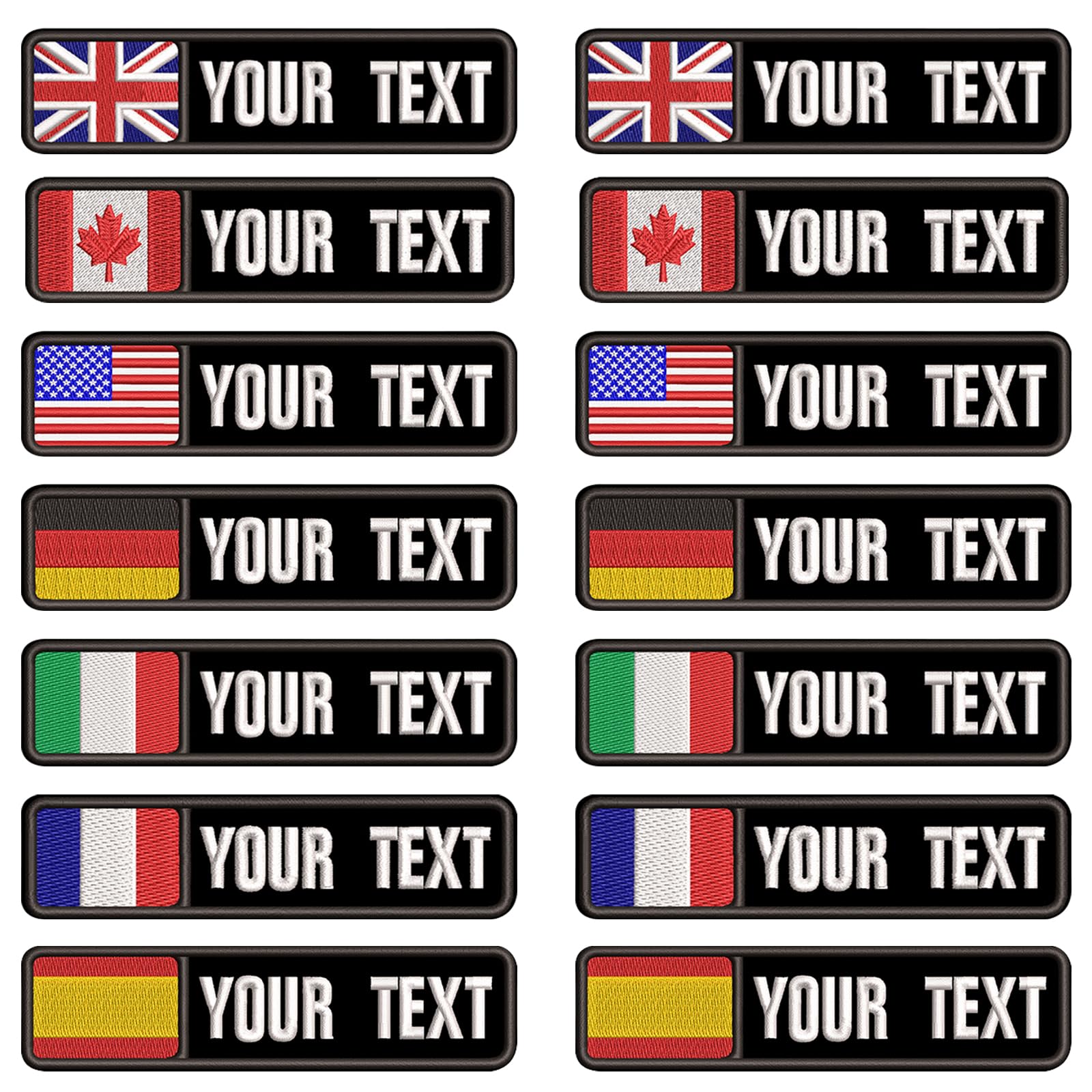 Misscase Embroidery Flag Name Patches, British Flag Personalized Name Patch, Custom Military Name Patches for Multiple Clothing Bags Work Shirt (YJ Rectangle-BK)