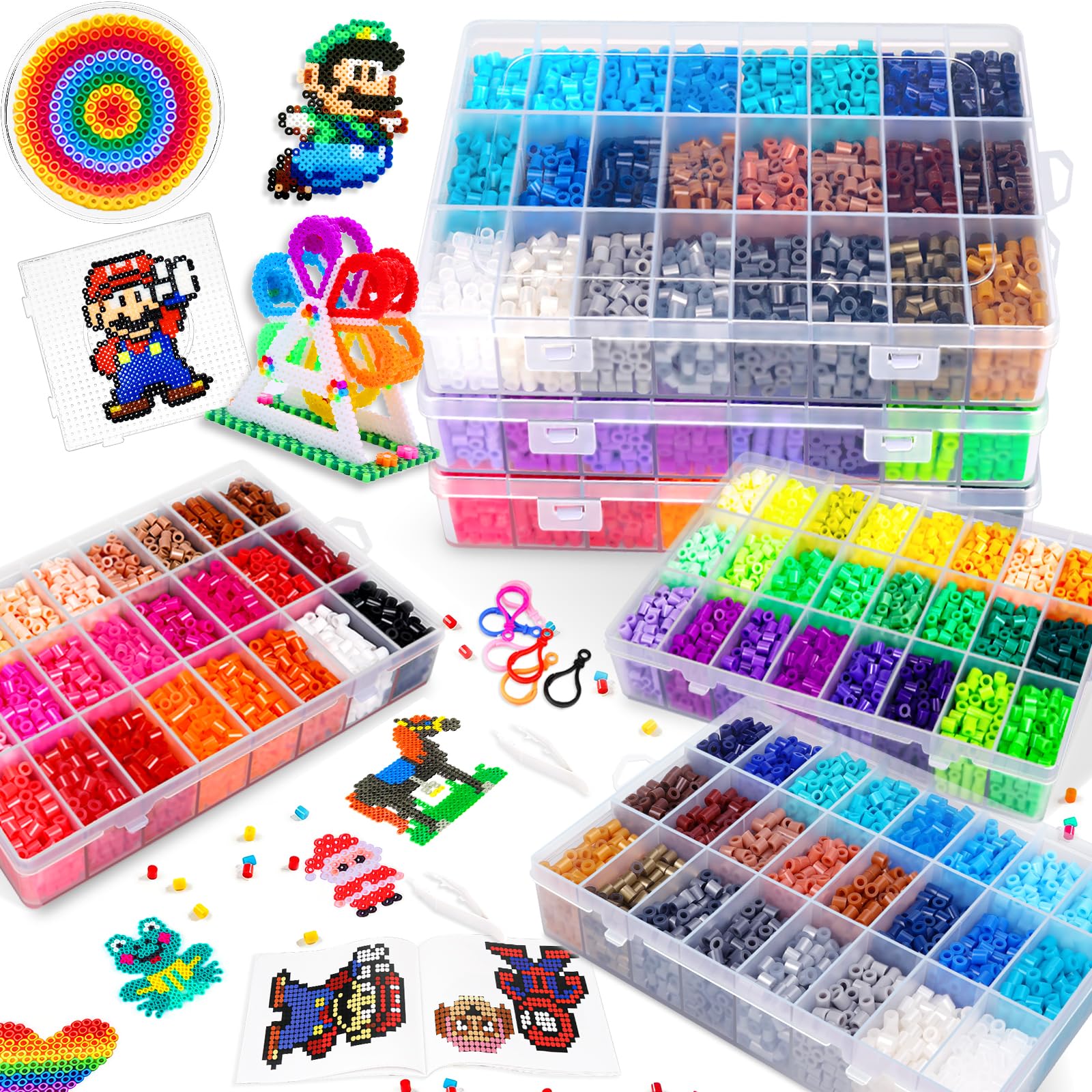 FUNZBO 15000+ 5mm Fuse Beads Kit - 72 Colors | 66 Patterns, Arts and Crafts for Kids, Art Decorations for Room, Toys Gifts for Girls, Boys and Teens Age 5+ Years Old