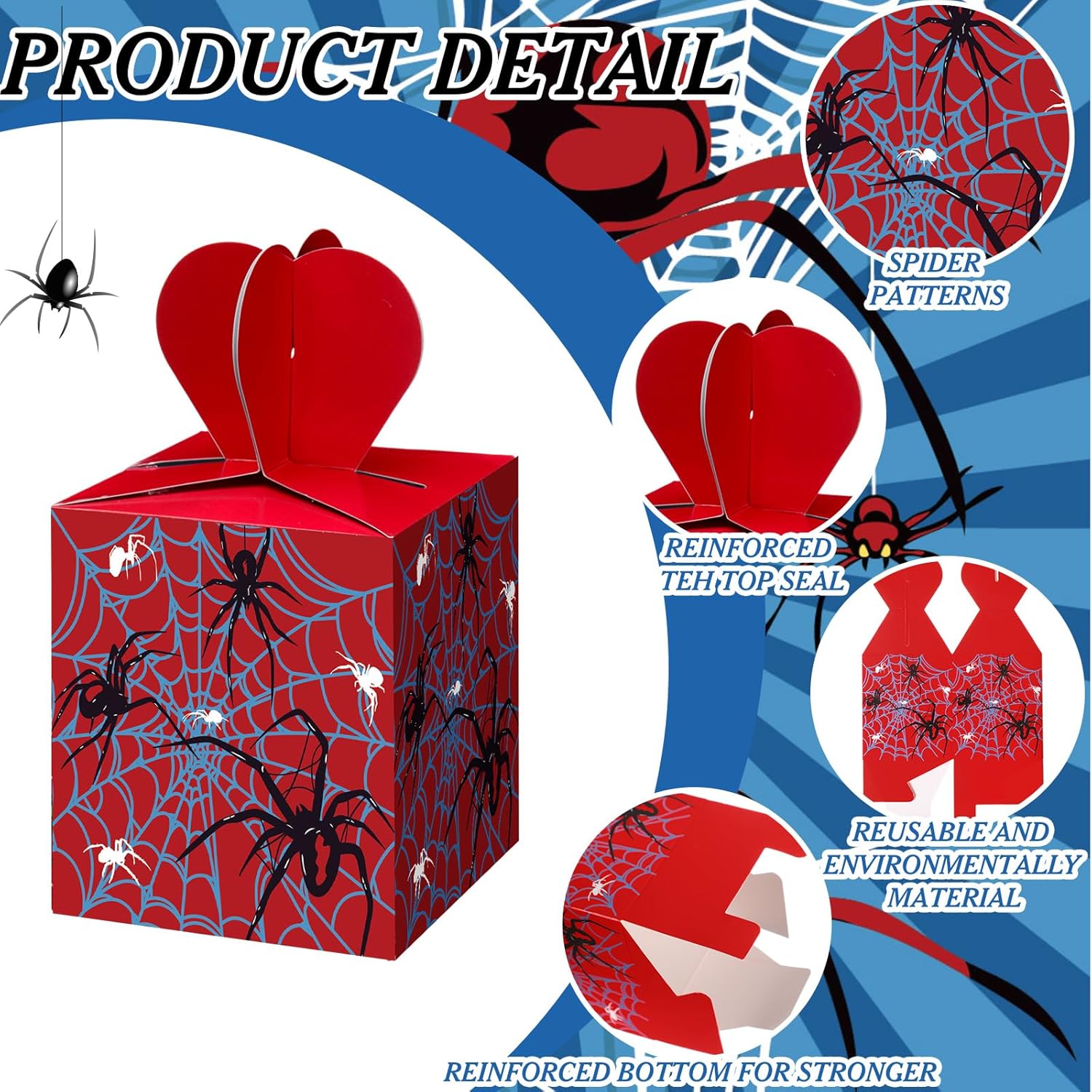 Chinco 24 Pcs Spider Goody Gift Boxes with Heart Spider Goodie Paper Candy Treat Cardboard Cookie Boxes for Birthday Party Favor Supplies - Image 4