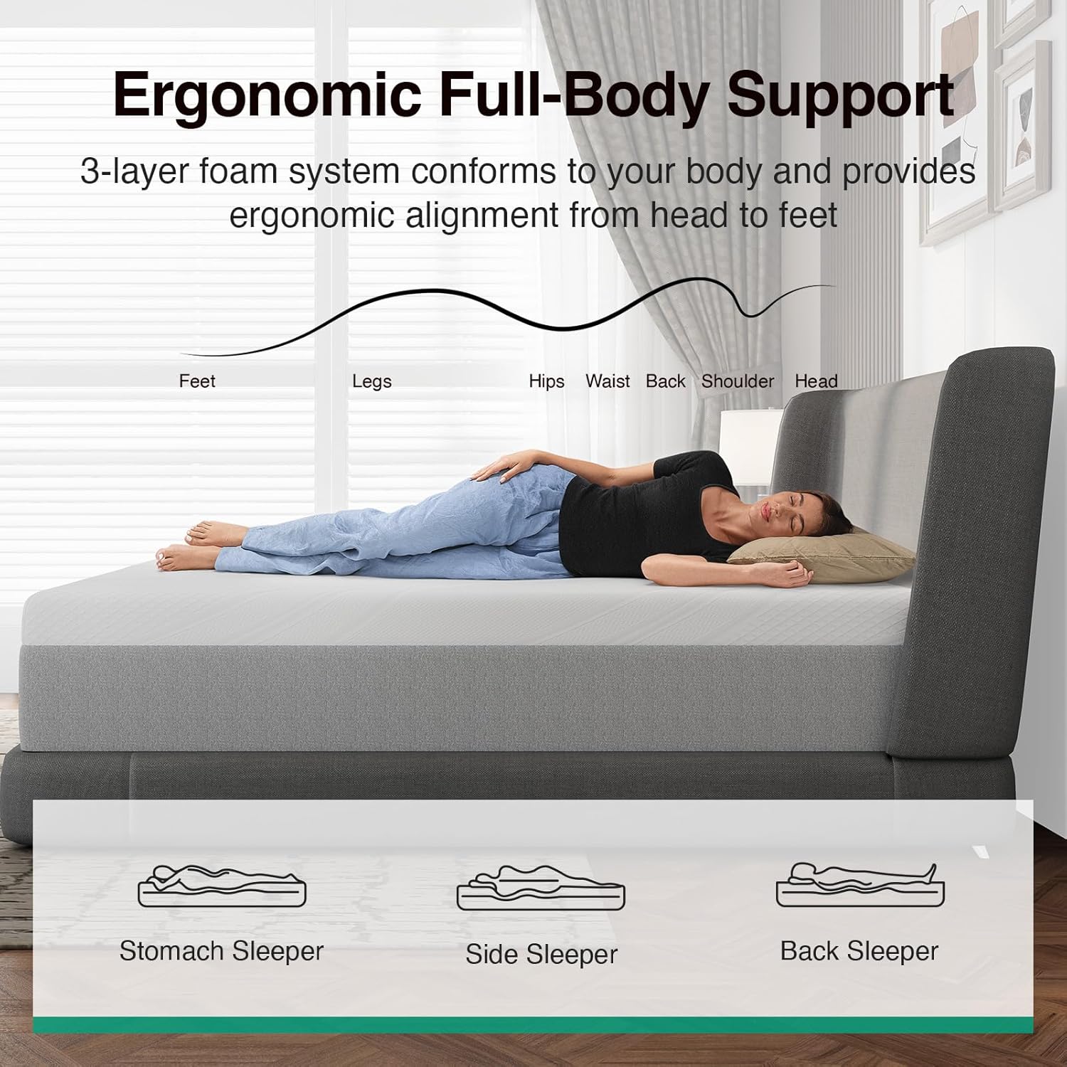 Novilla Bliss Cooling King Mattress, 12 Inch Gel-Infused Memory Foam Mattress King Size in a Box with Cool-Touch Nylon Cover, Pressure Relief & Body Support with CertiPUR-US Certified Foam - Image 4