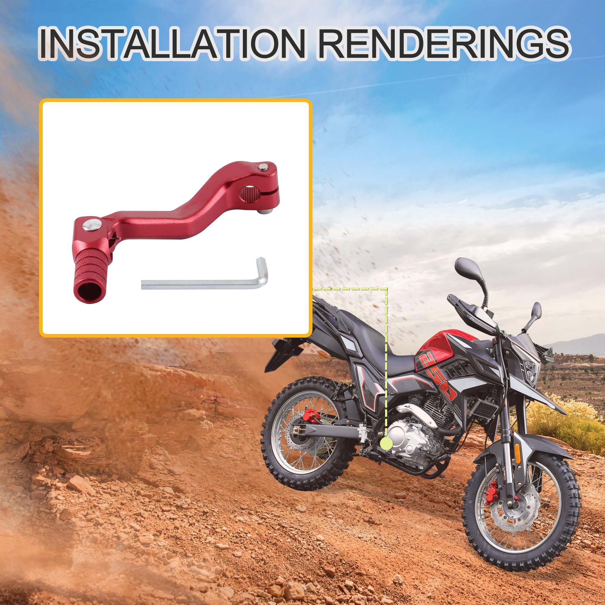 GOOFIT Rouge Alliage d'aluminium Leviers Sélecteurs de Vitesse Remplacement pour Cb250 Motocross Bike ATV Dirt Pit Bike