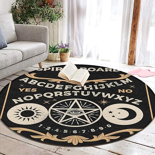 Juego de tapete redondo de ocultismo con diseño de bruja y espíritu mágico para dormitorio, sala de estar, hogar, oficina, tapete de espuma