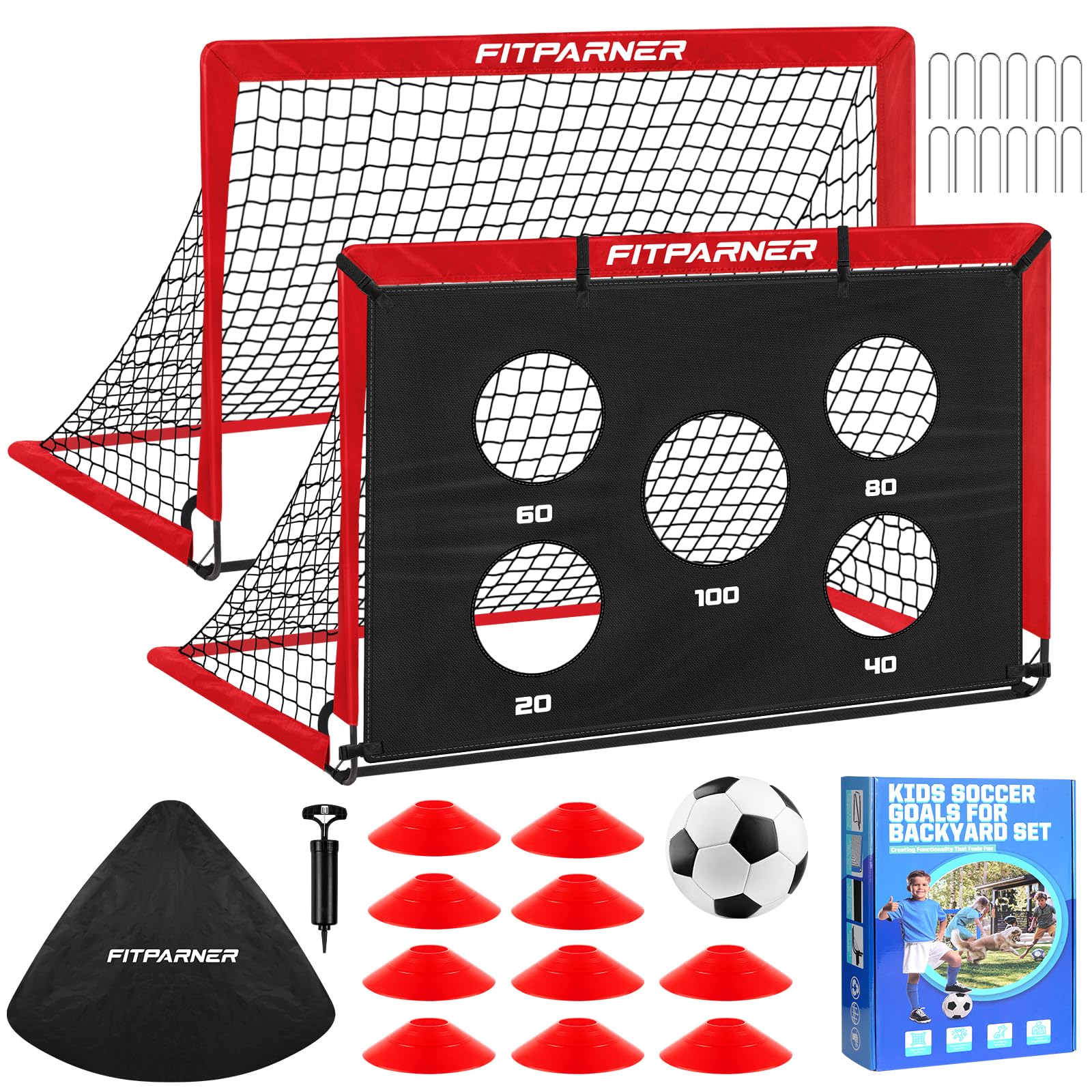 Kids Soccer Goals, 2 Pack 4x3 ft Soccer Nets for Kids Age 3-5 6-8 8-12 10-12-14, Backyard Training Equipment Set with Soccer Target, Ball, Cones for Soccer Practice,Outdoor Game, Ideal Soccer Gifts-picture-12