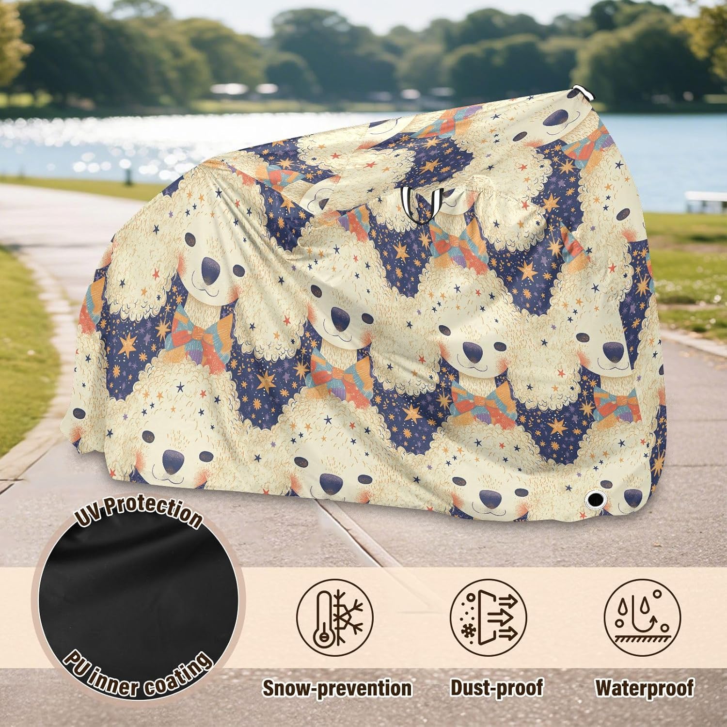 Cartoon Dogs Faces Bike Cover Outdoor Waterproof Outdoor Exercise Bike Cover Bikes Storage