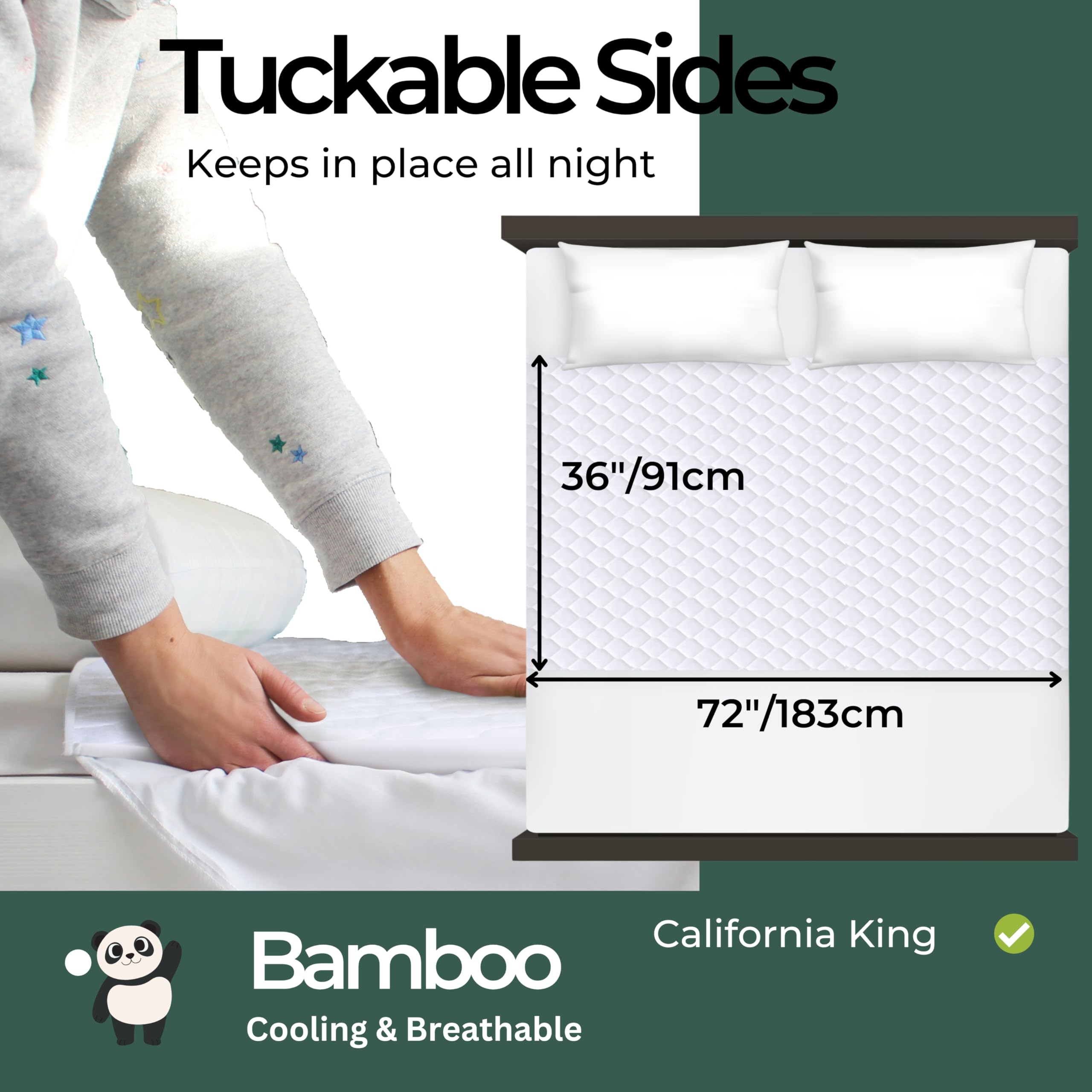 Hygge Sheets® - Almohadillas de cama orgánicas lavables para incontinencia para adultos y niños, 100 % impermeables, reutilizables, rayón derivado del bambú, tamaño California King