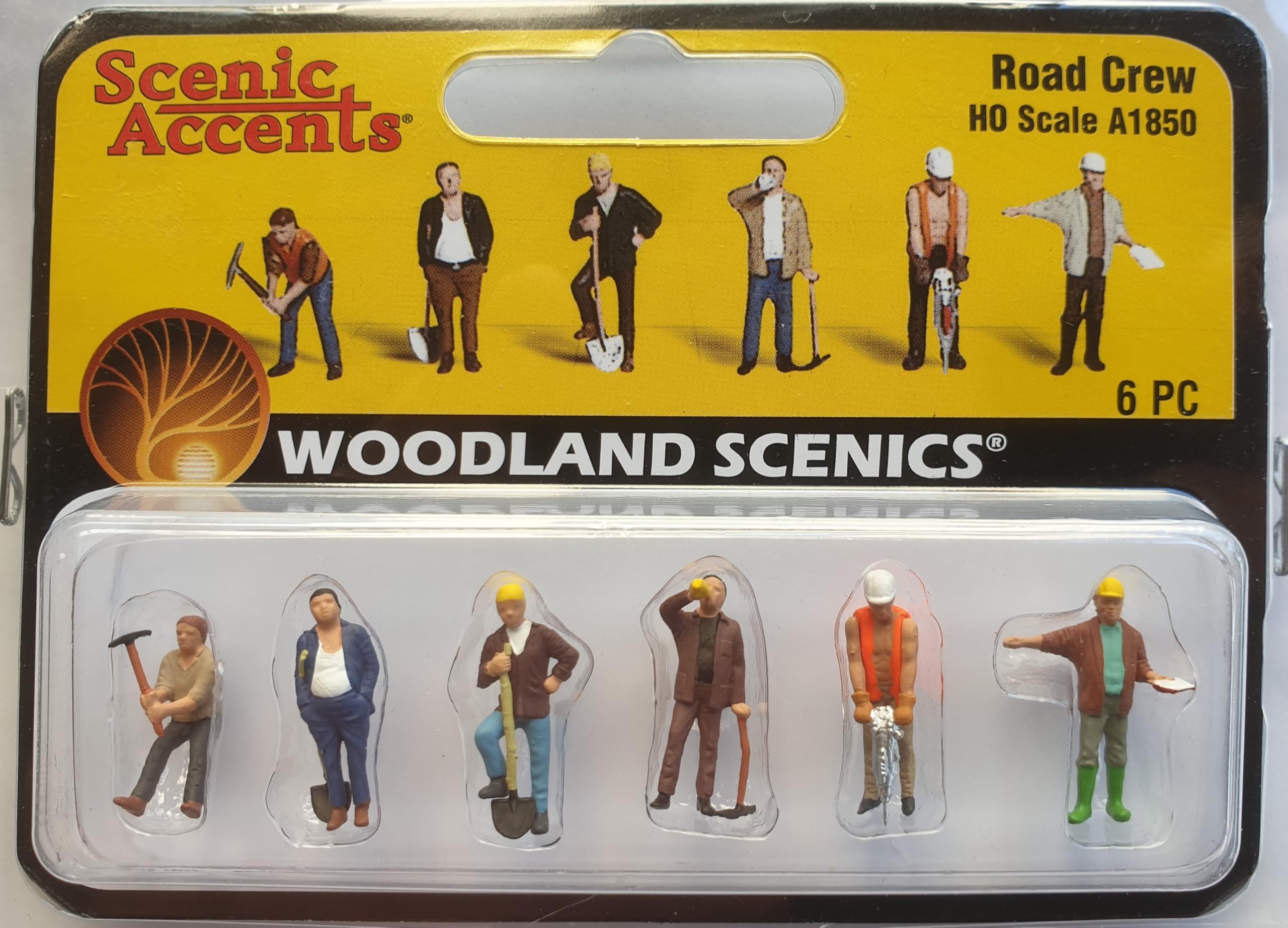 Woodland Scenics A1850 Road Construction Worker Shovel Hoe Compressor Hammer Figures Gauge H0 HO 1:87 Road Crew