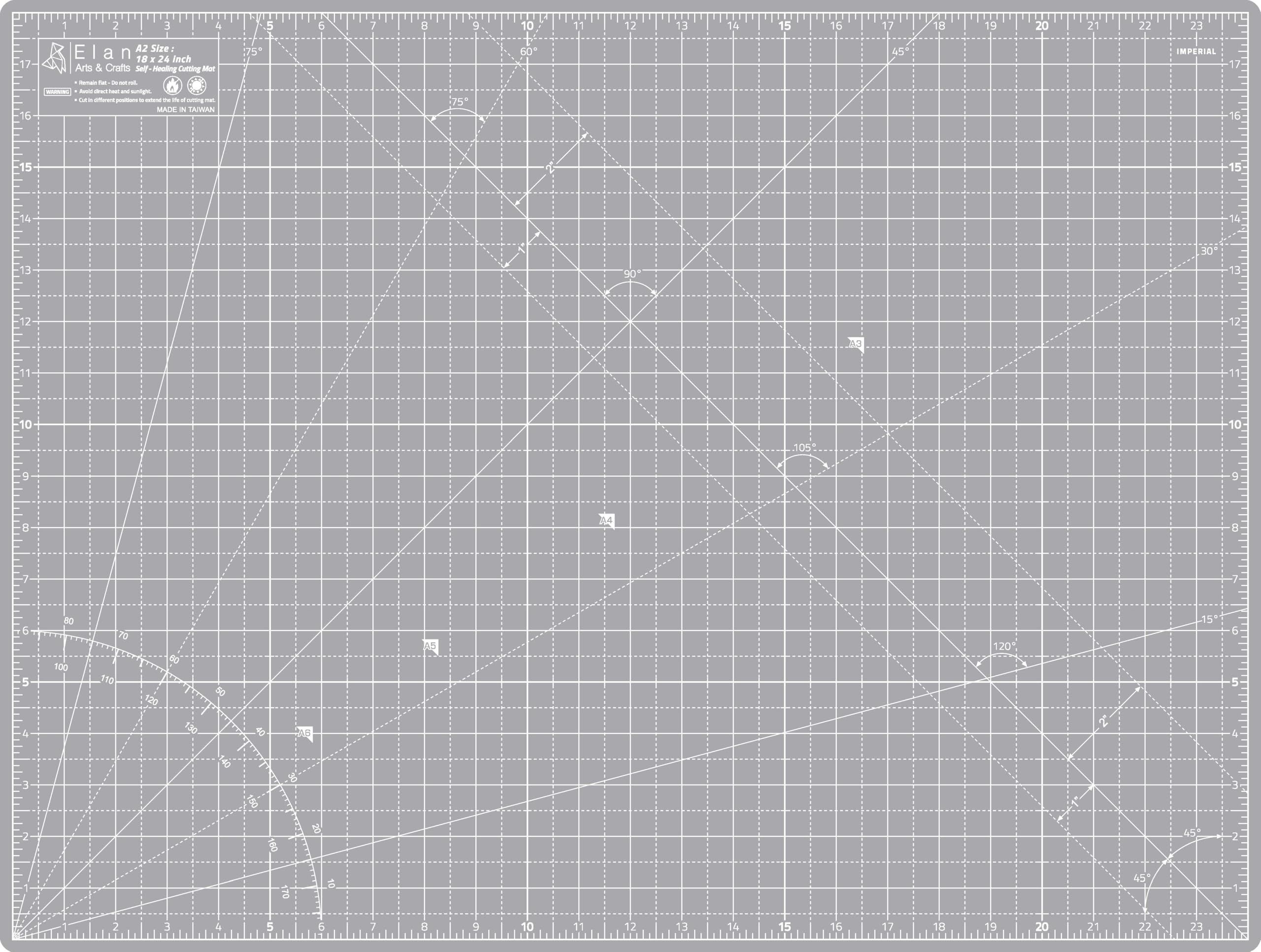 Elan Cutting Mat A2 Gray, Self Healing Cutting Mat 18x24 Inch, 5-Ply Craft Board Gray, Hobby Board for Crafts 18x24 Inch