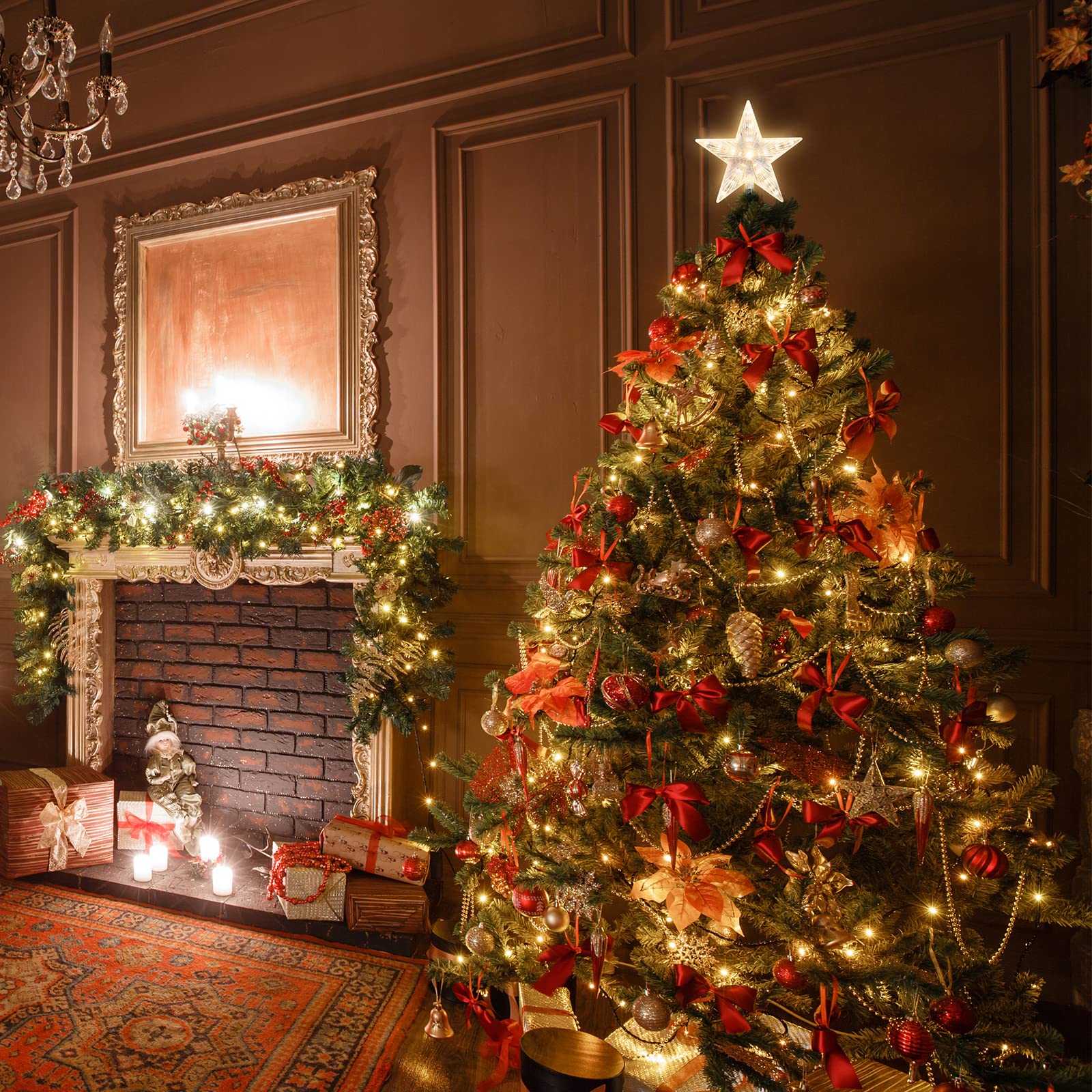 Amazon.com: XMASLAND 8.7 Inch Glitter Silver Star Tree