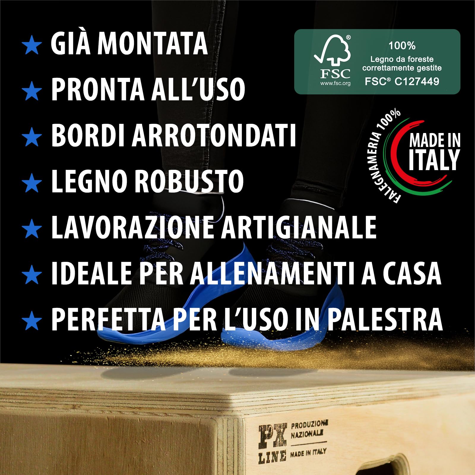 PLYOBOX Line – Plyo Box in Legno 3 in 1 - già Montata | Box Pliometrico Home Gym e Palestra - Crossfit, Salto, Functional Training – Artigianale e Made in Italy.