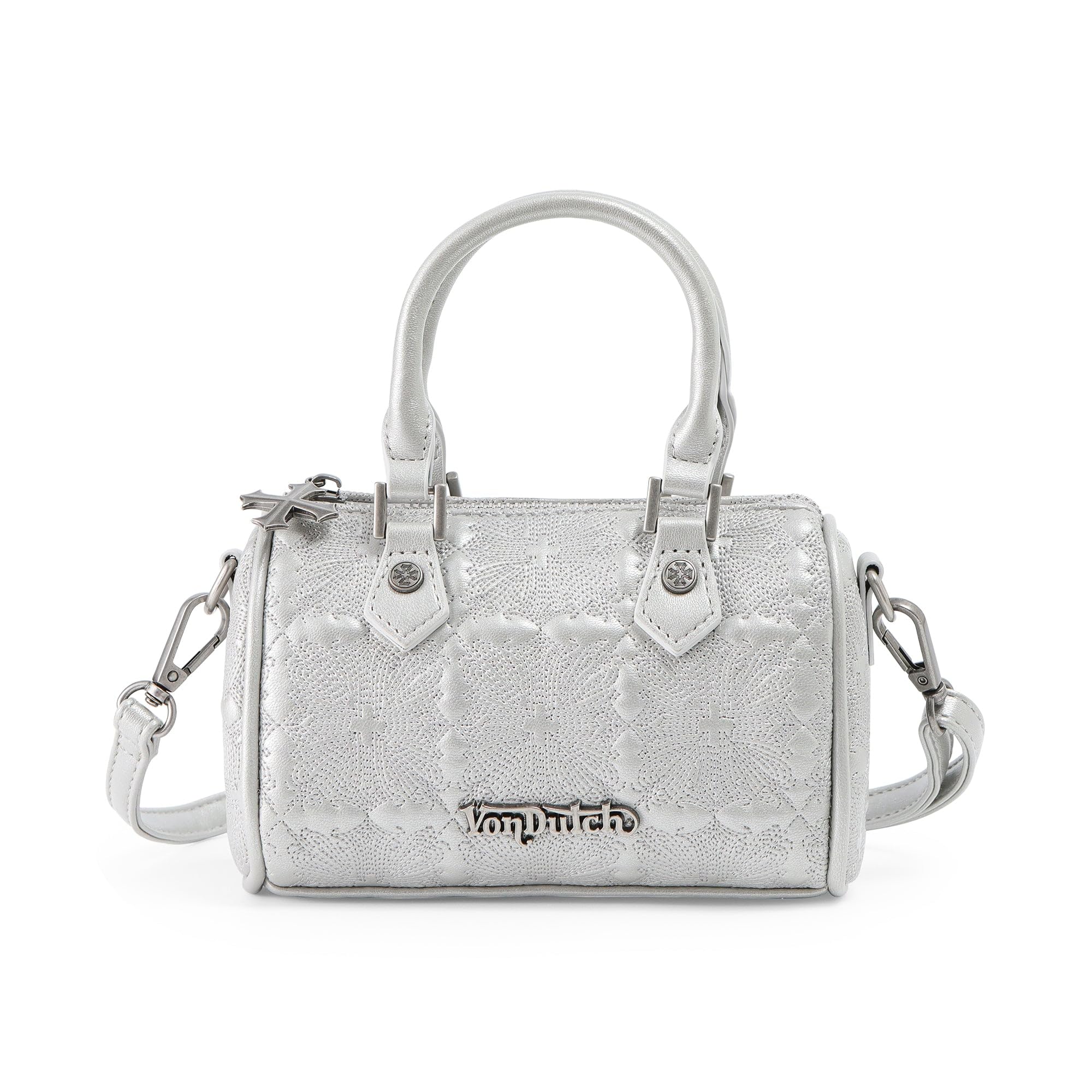 Von Dutch Womens Hanna Hand Bag – Stylish Handbag with Adjustable Strap, Spacious Interior, and Iconic Logo Design (Silver)